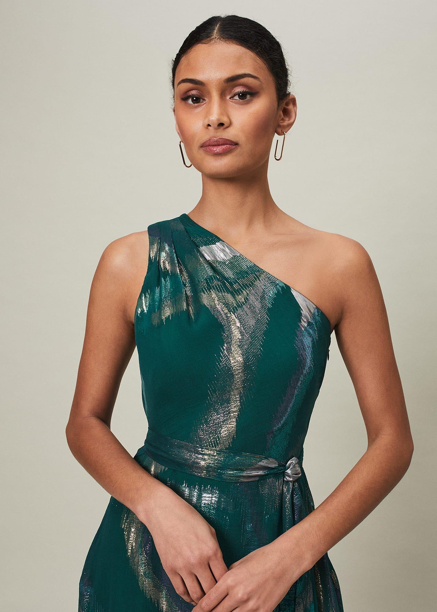Sonia One Shoulder Silk Maxi Dress