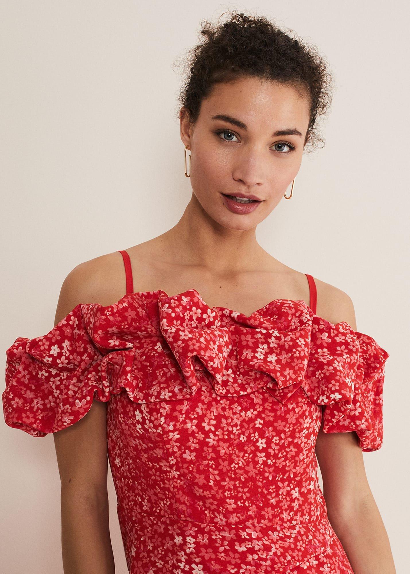 Senita Off Shoulder Ditsy Dress