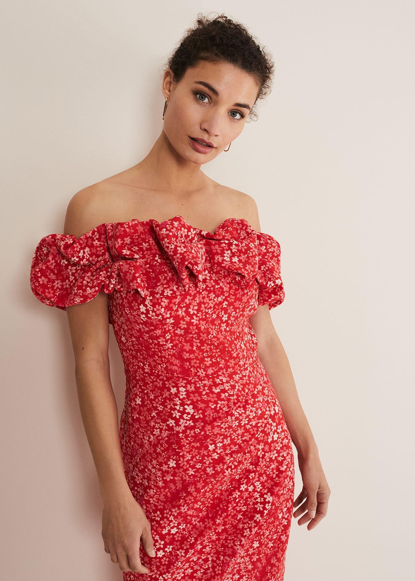 Senita Off Shoulder Ditsy Dress