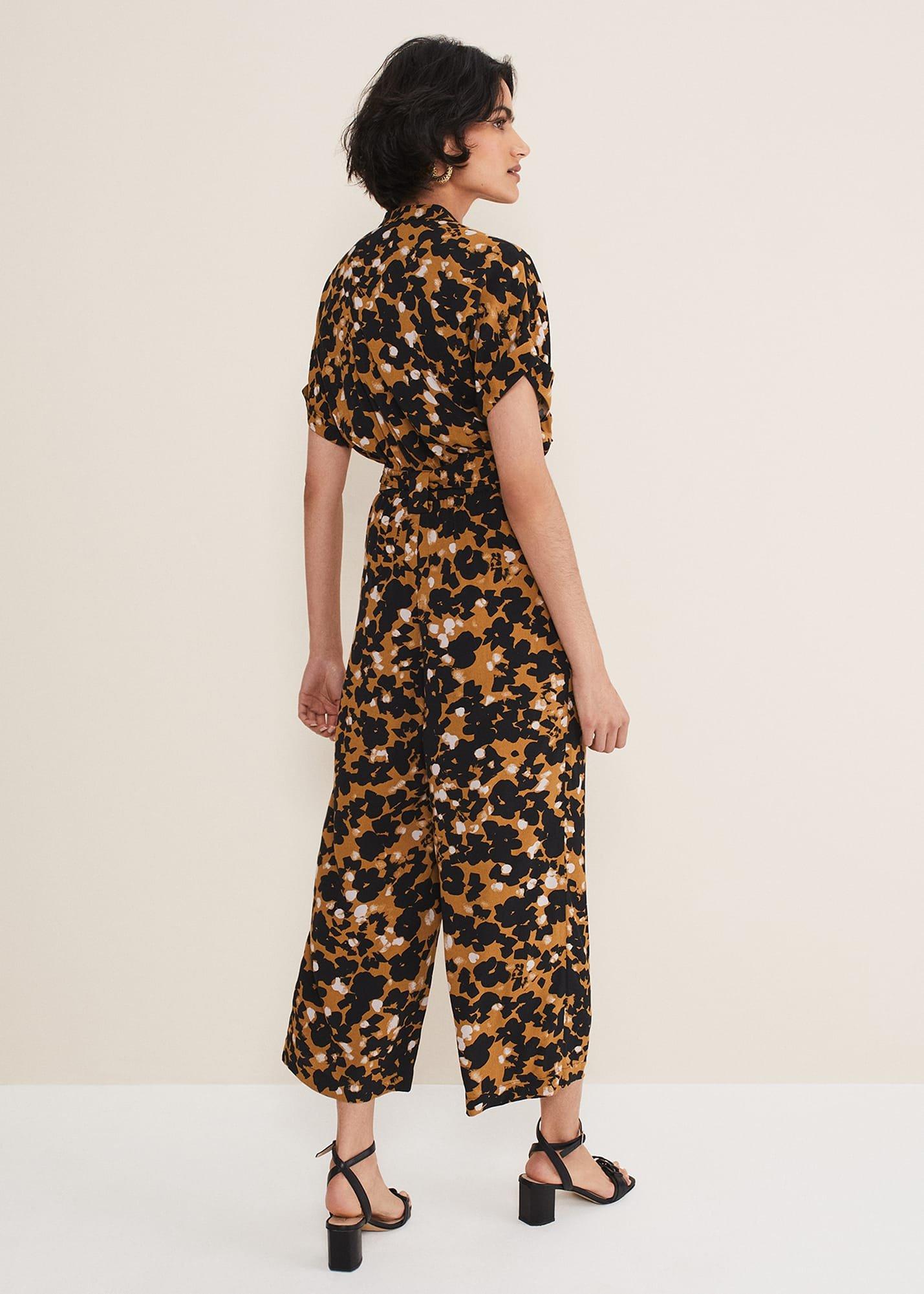 Nell Abstract Cropped Wide Leg Jumpsuit