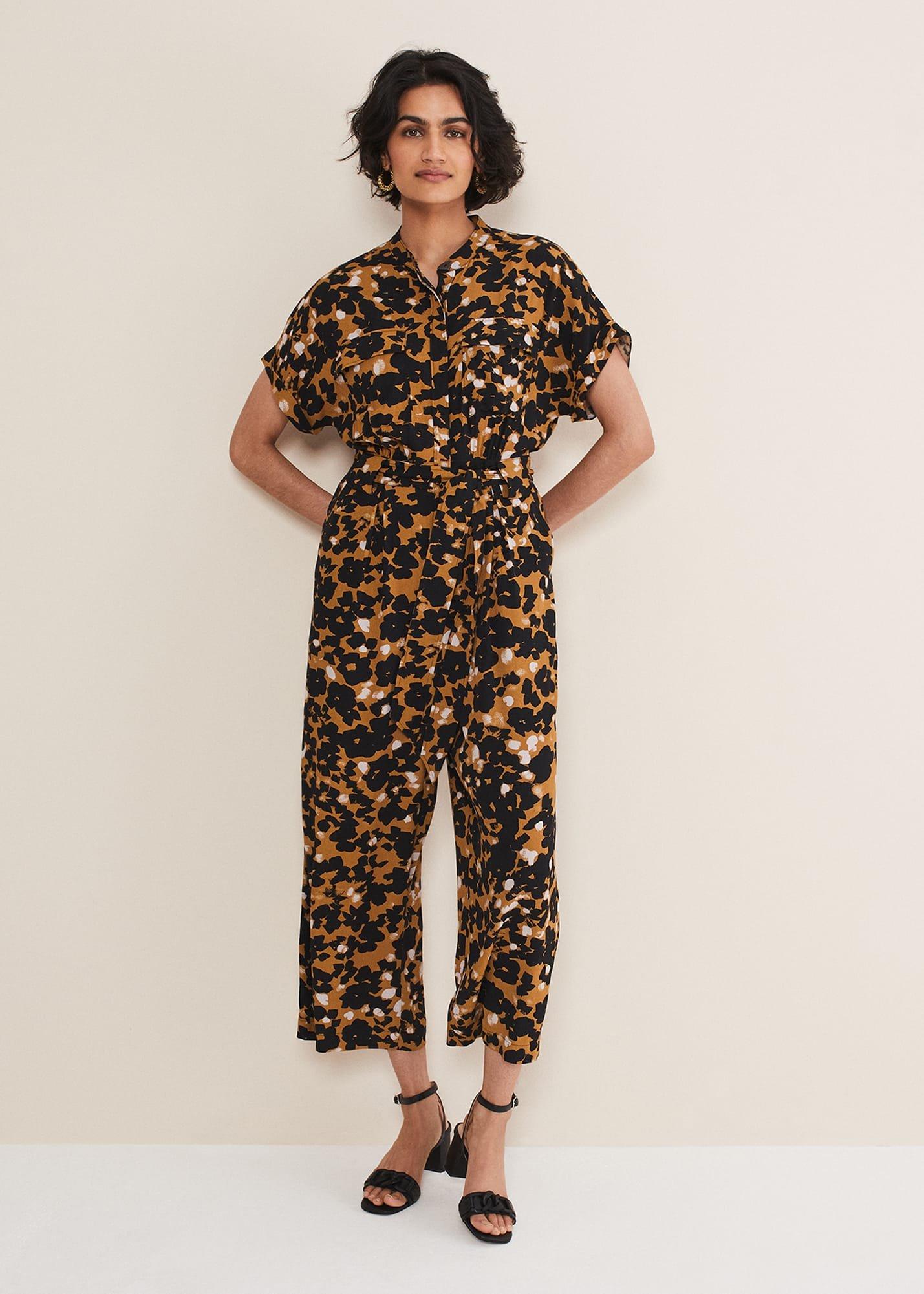 Nell Abstract Cropped Wide Leg Jumpsuit