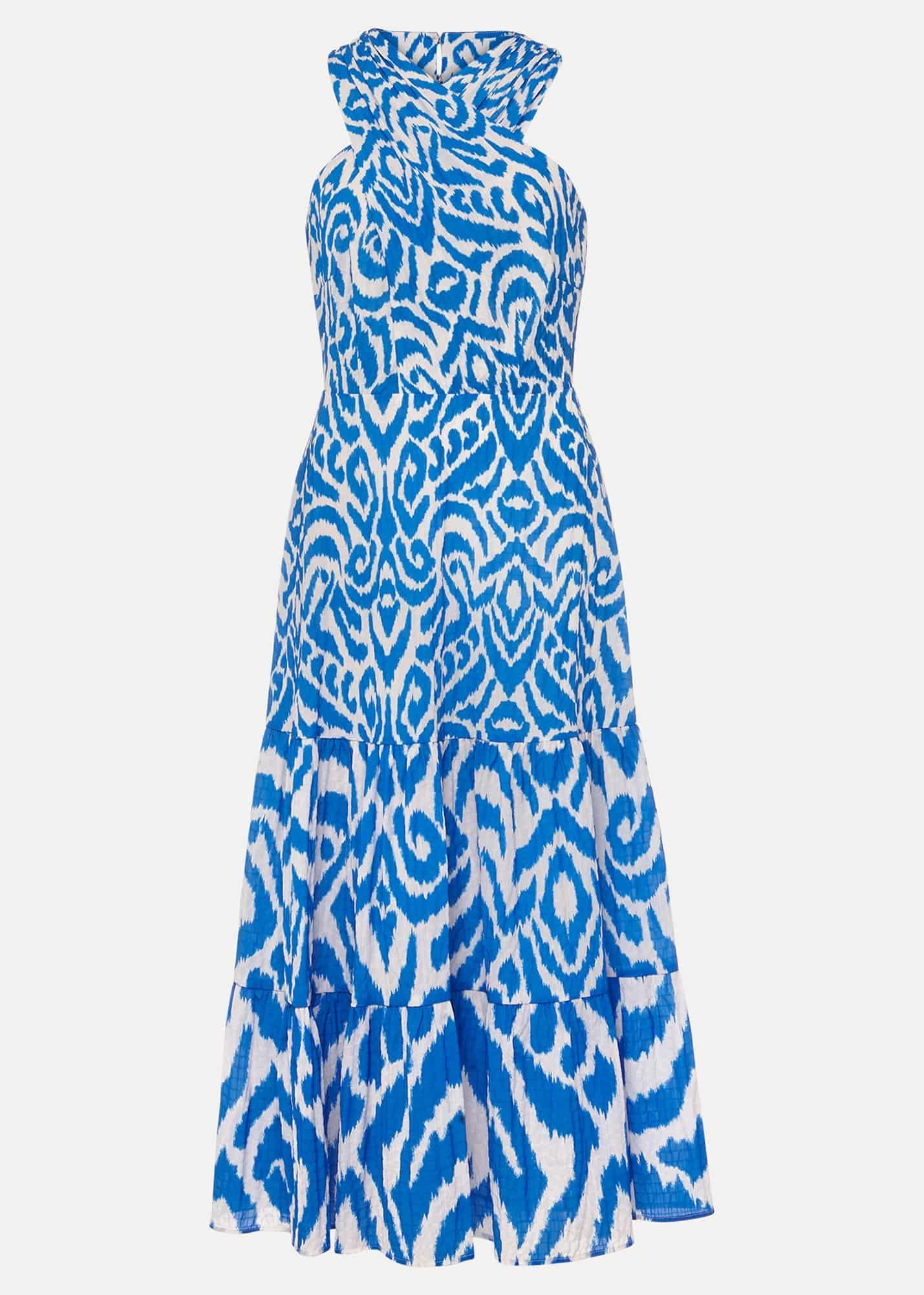 Bella Cross Neck Print Midi Dress