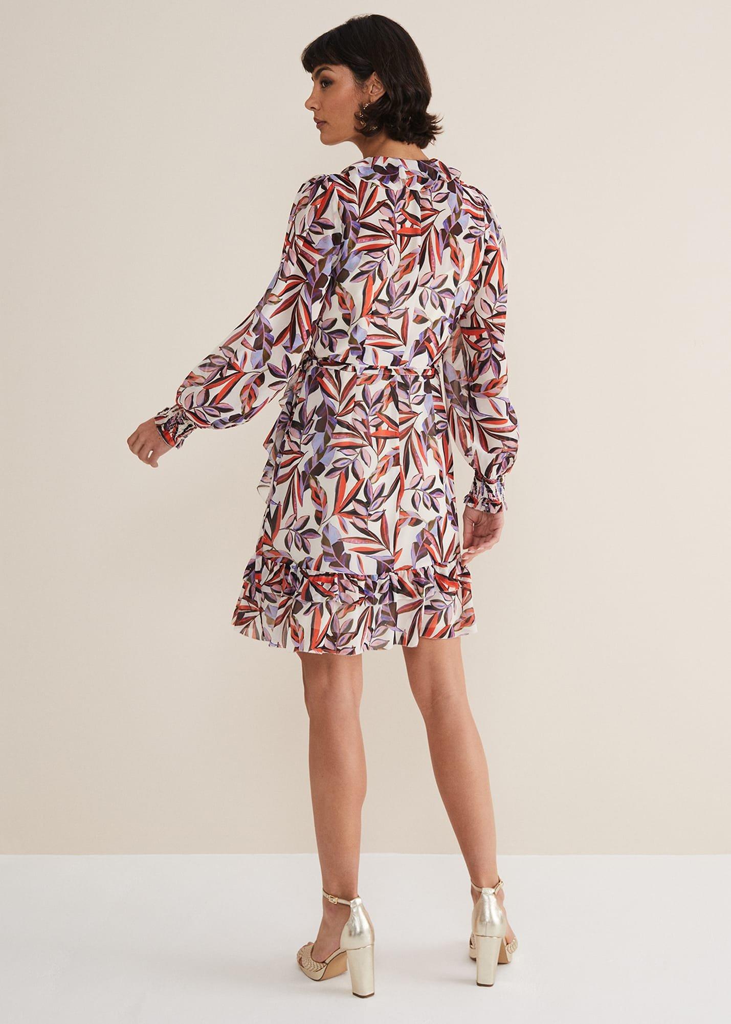 Melinda Leaf Print Mini Dress