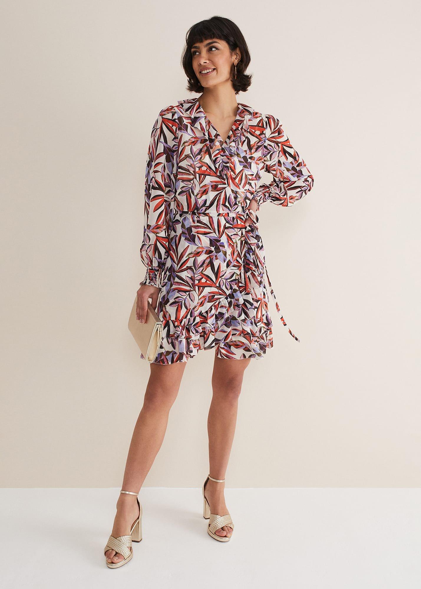 Melinda Leaf Print Mini Dress