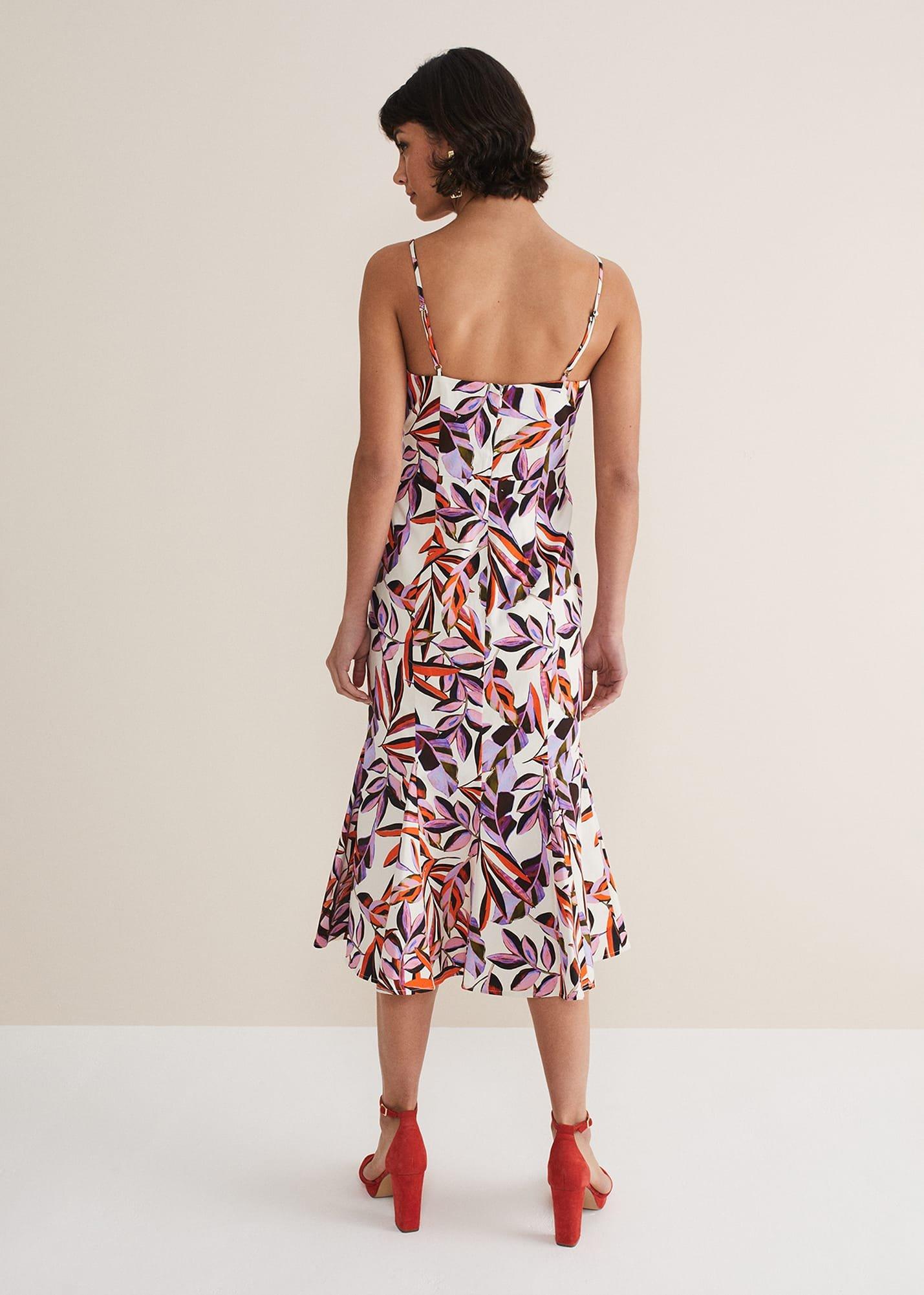 Sammie Leaf Print Fit And Flare Midi Dress
