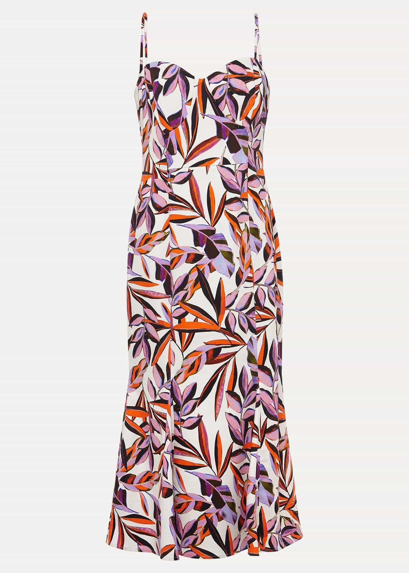 Sammie Leaf Print Fit And Flare Midi Dress