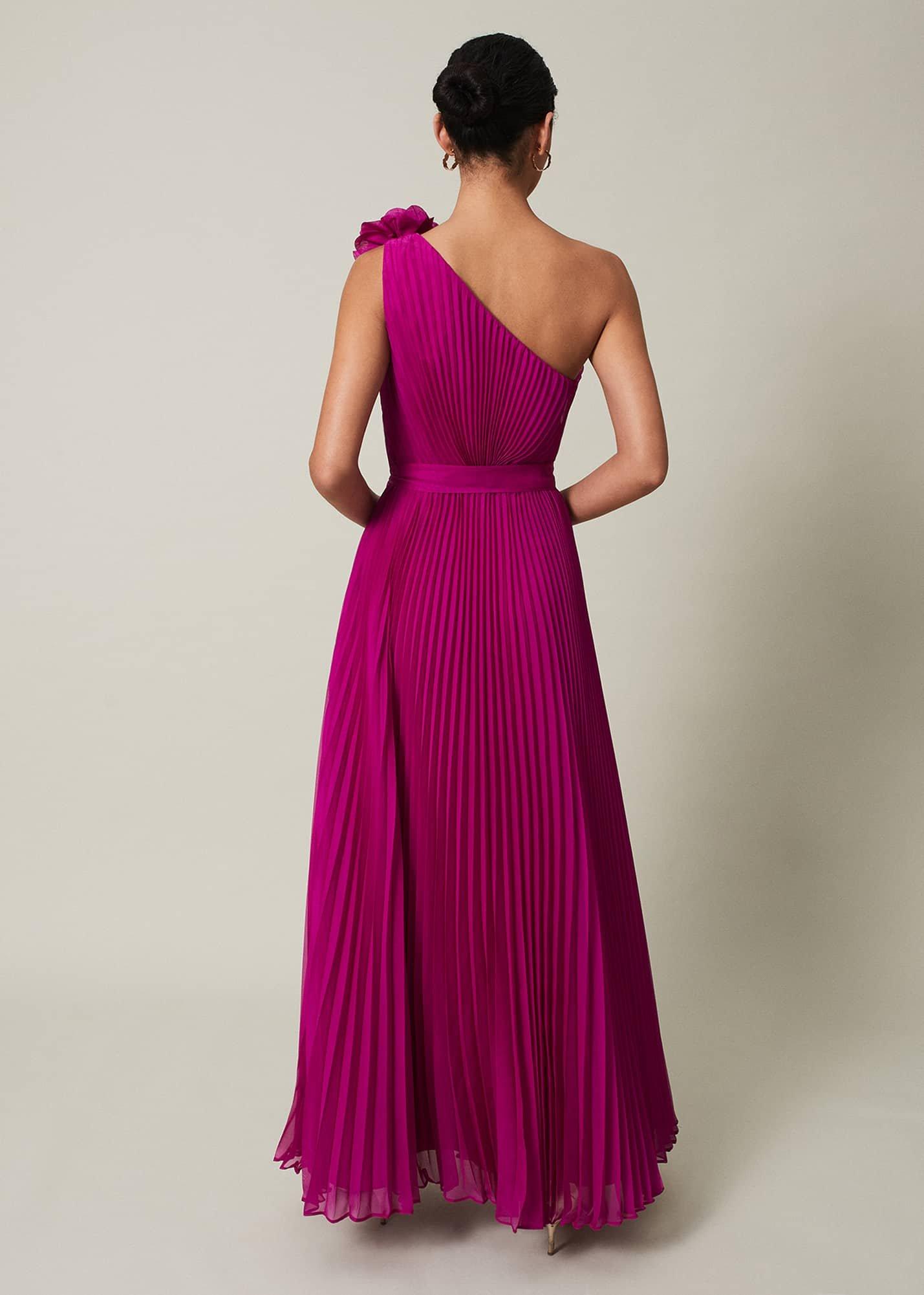 Minnie One Shoulder Pleated Maxi Dress
