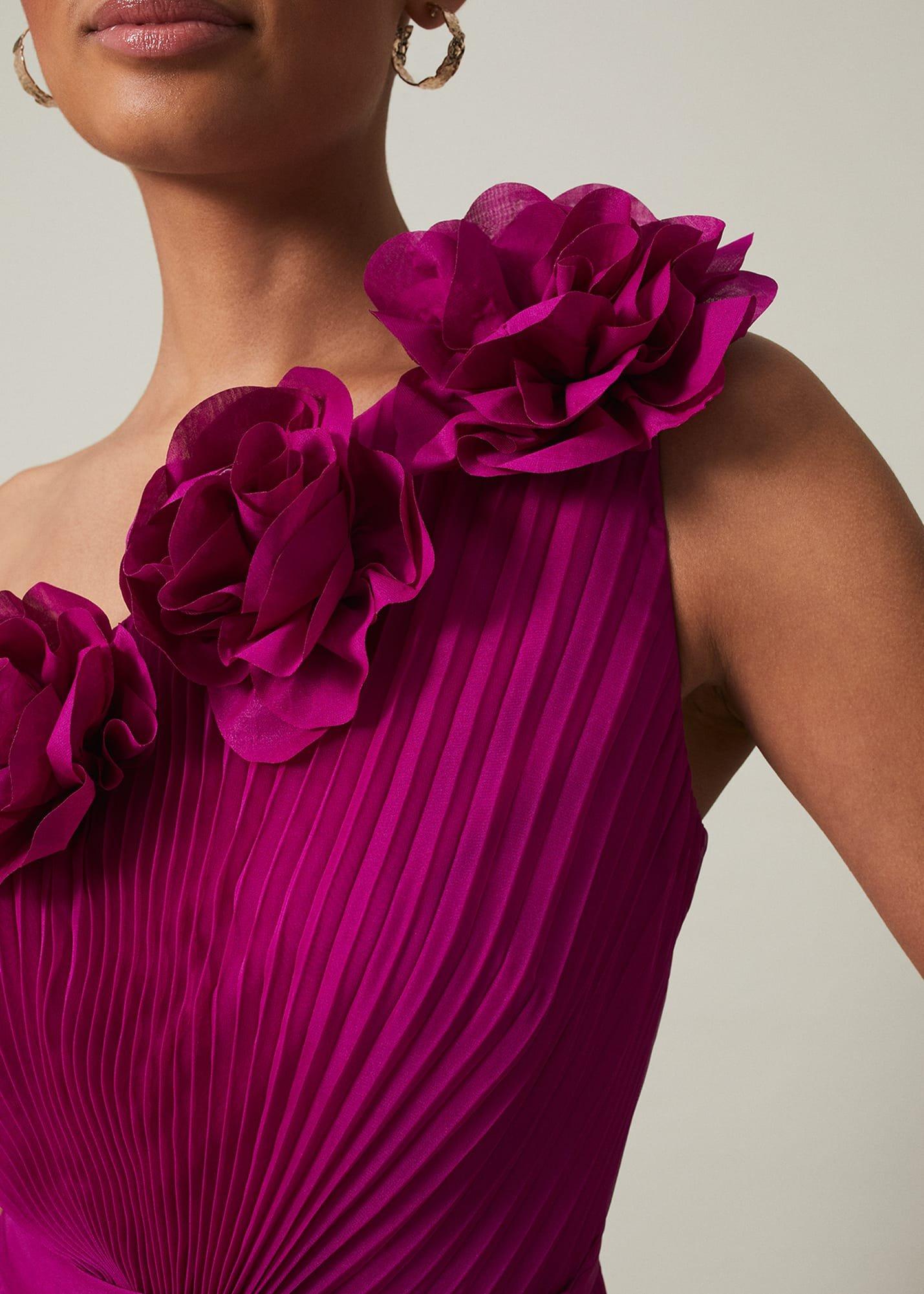 Minnie One Shoulder Pleated Maxi Dress