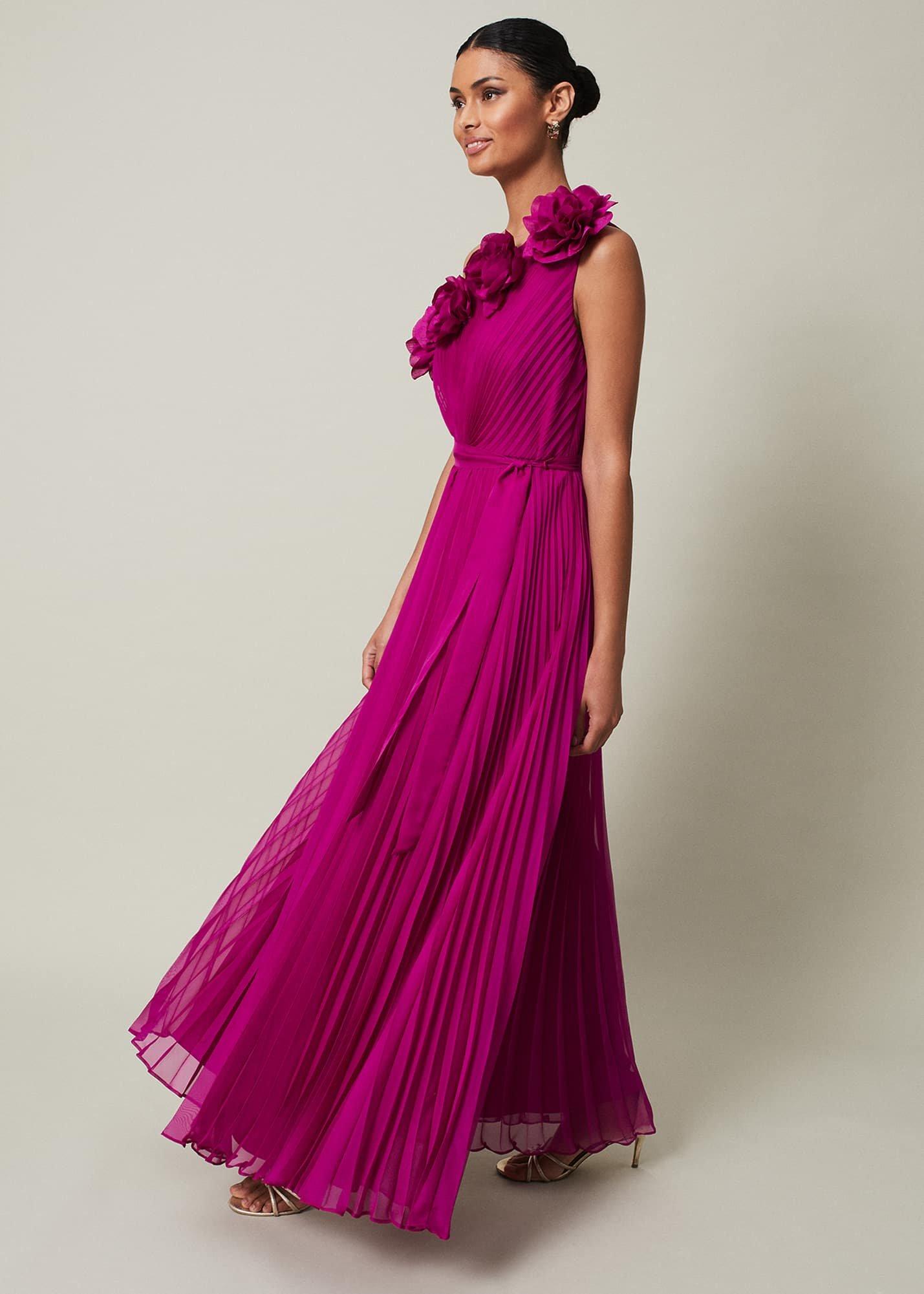 Minnie One Shoulder Pleated Maxi Dress