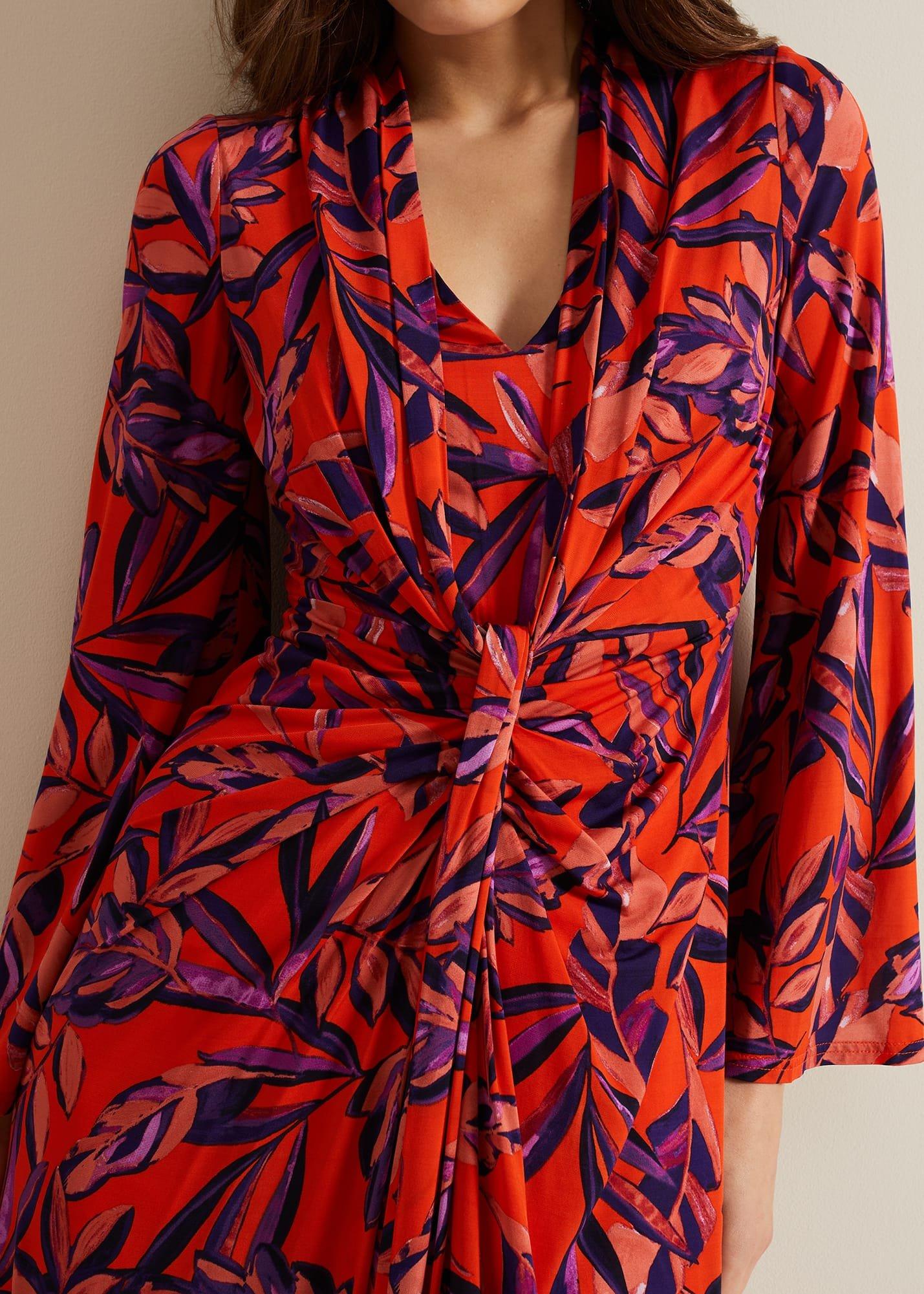Briella Jersey Leaf Print Maxi Dress