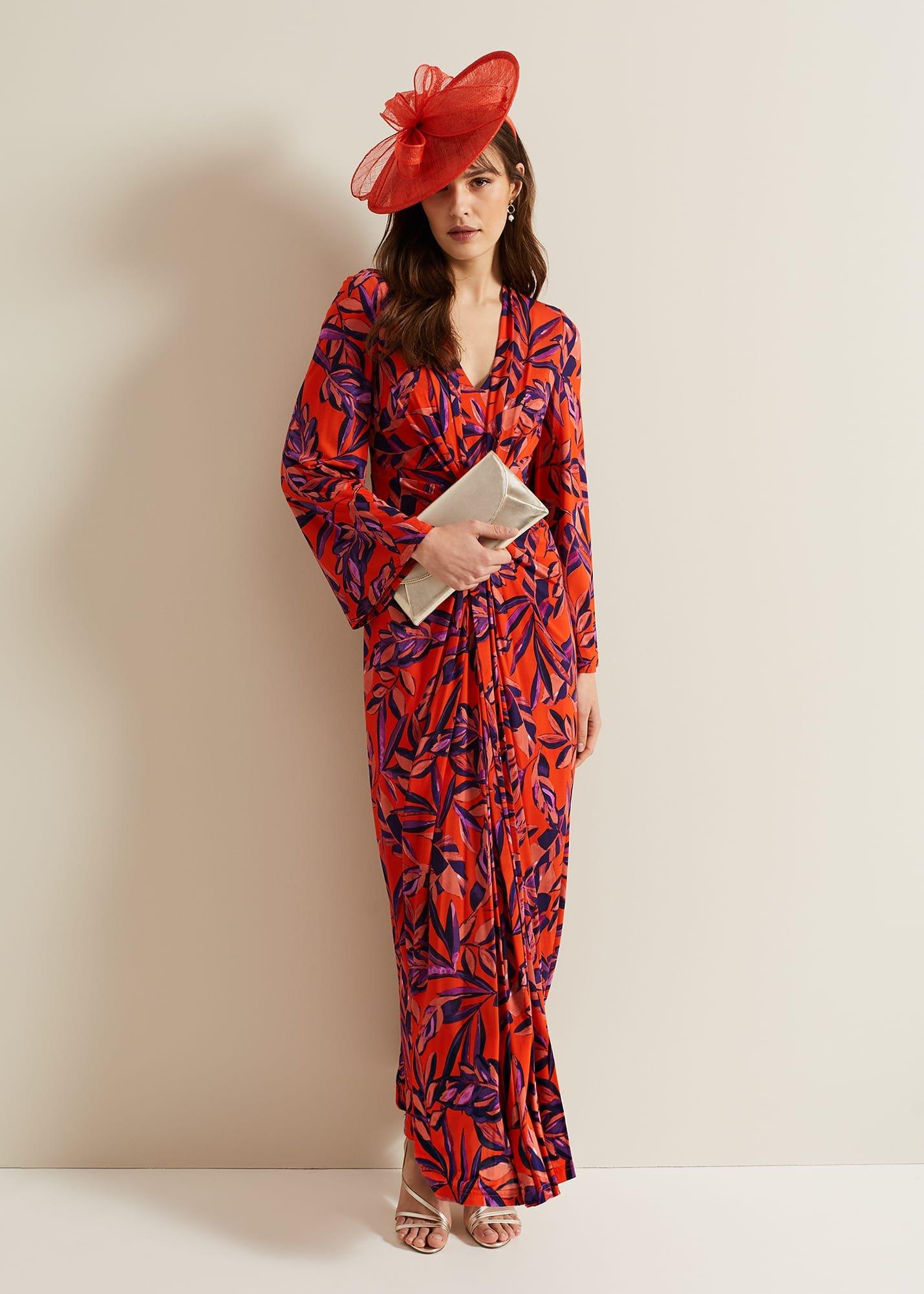Briella Jersey Leaf Print Maxi Dress