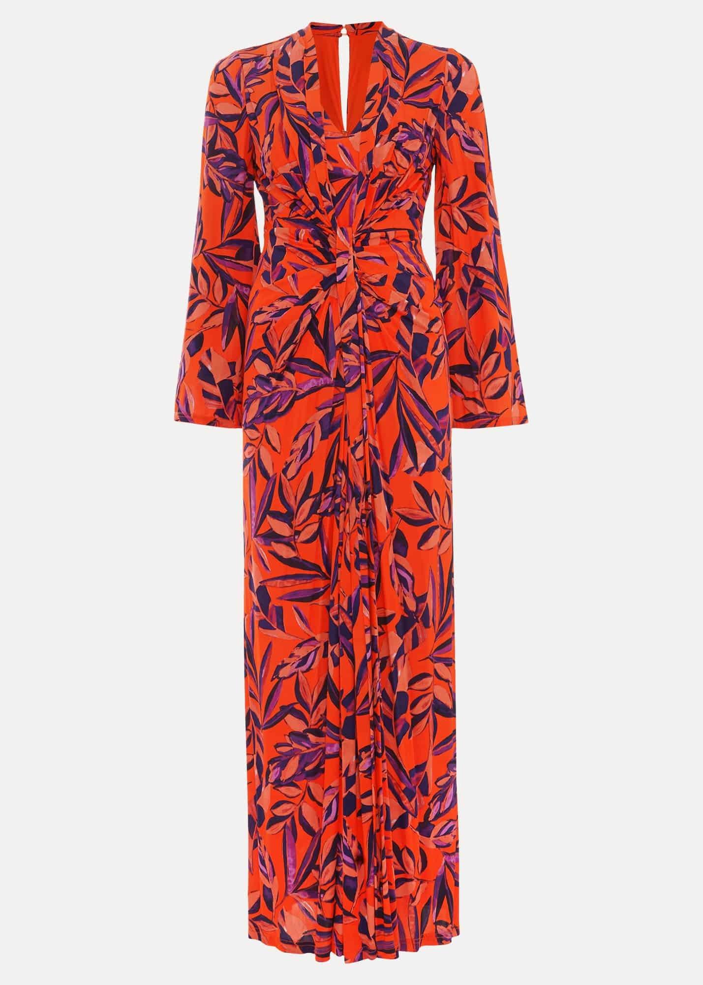 Briella Jersey Leaf Print Maxi Dress