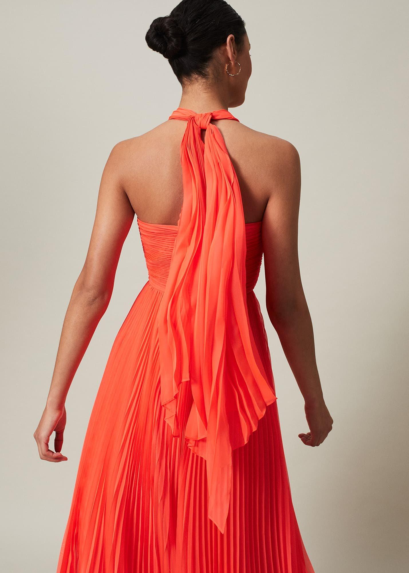 Evangeline Pleated Halterneck Maxi Dress