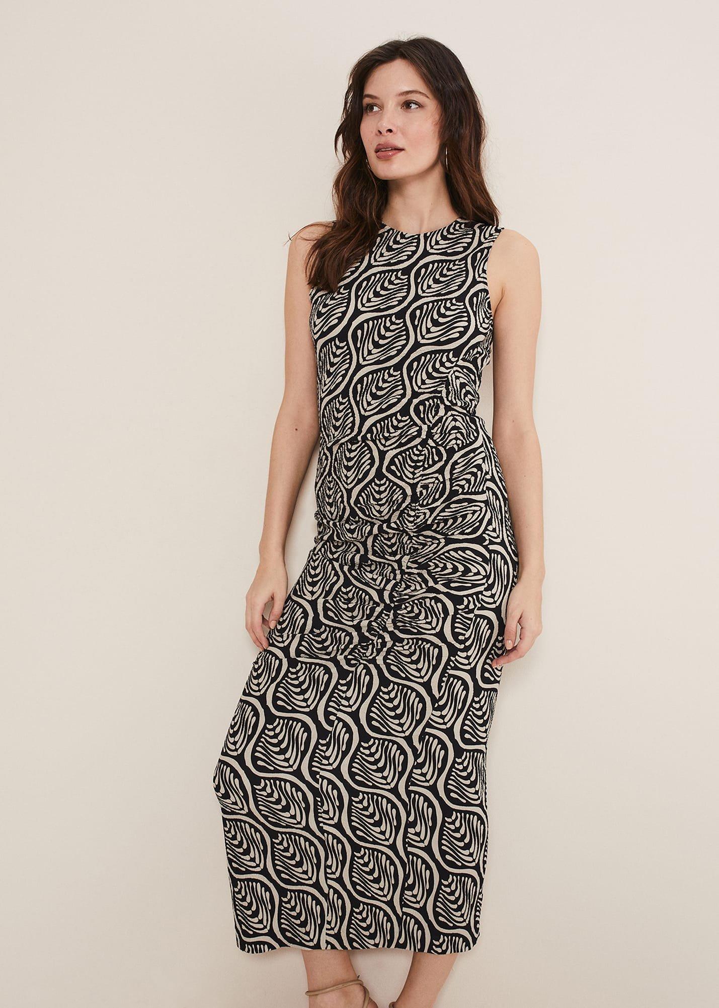 rubie-geo-fitted-midi-dress