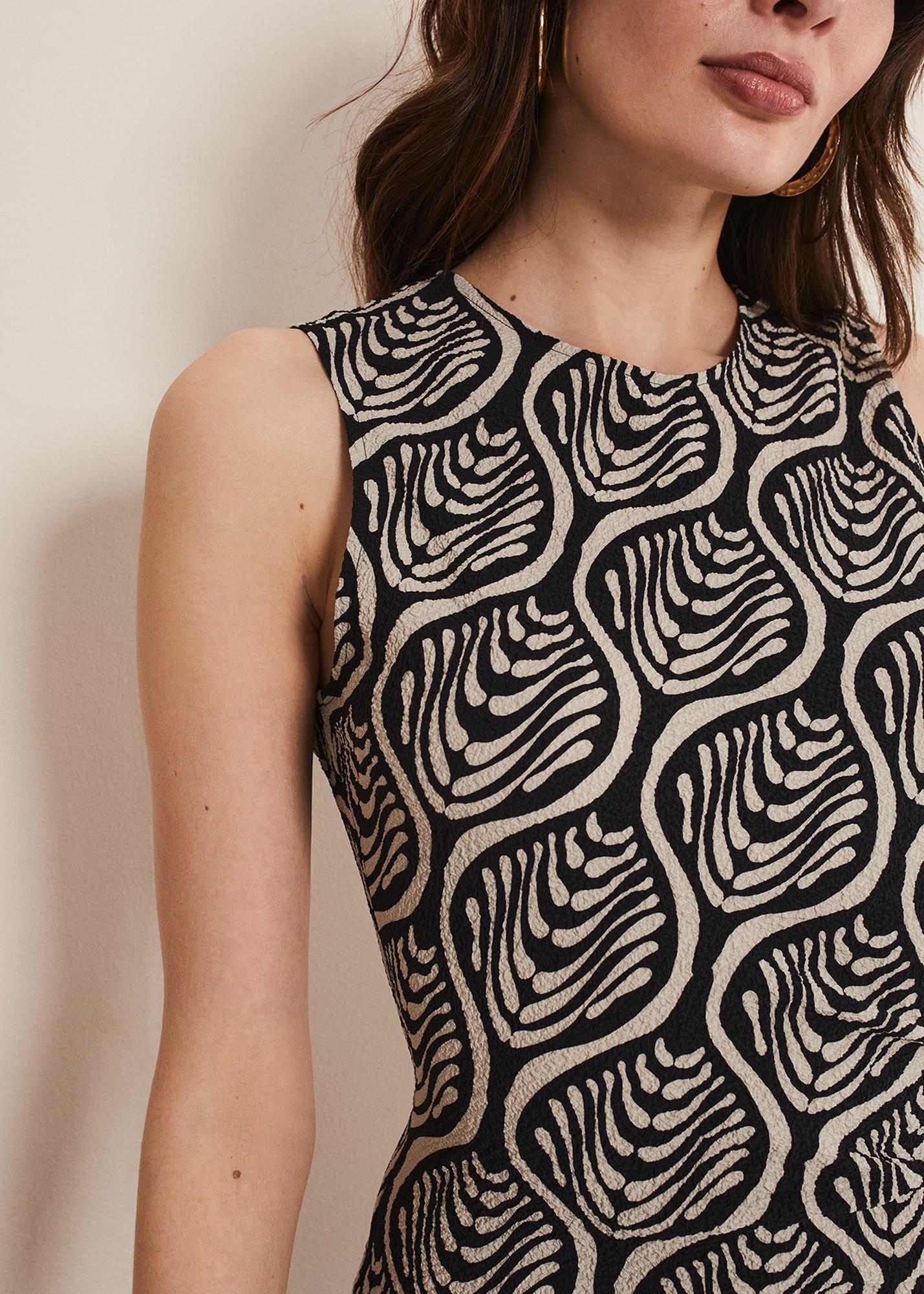 rubie-geo-fitted-midi-dress