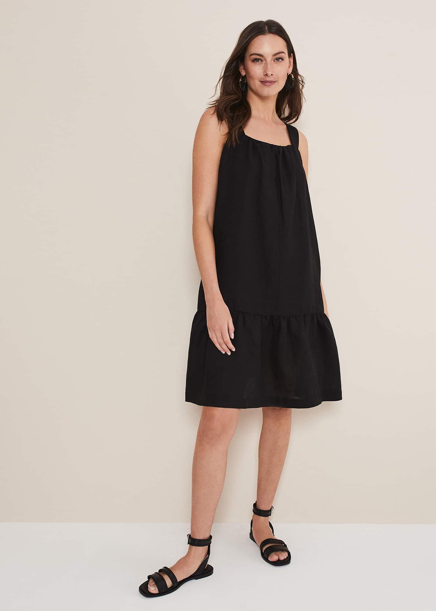 Mandy Strappy Linen Bow Back Swing Dress