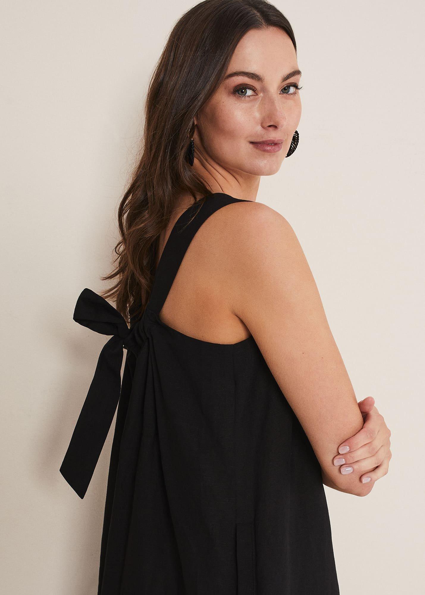 Mandy Strappy Linen Bow Back Swing Dress