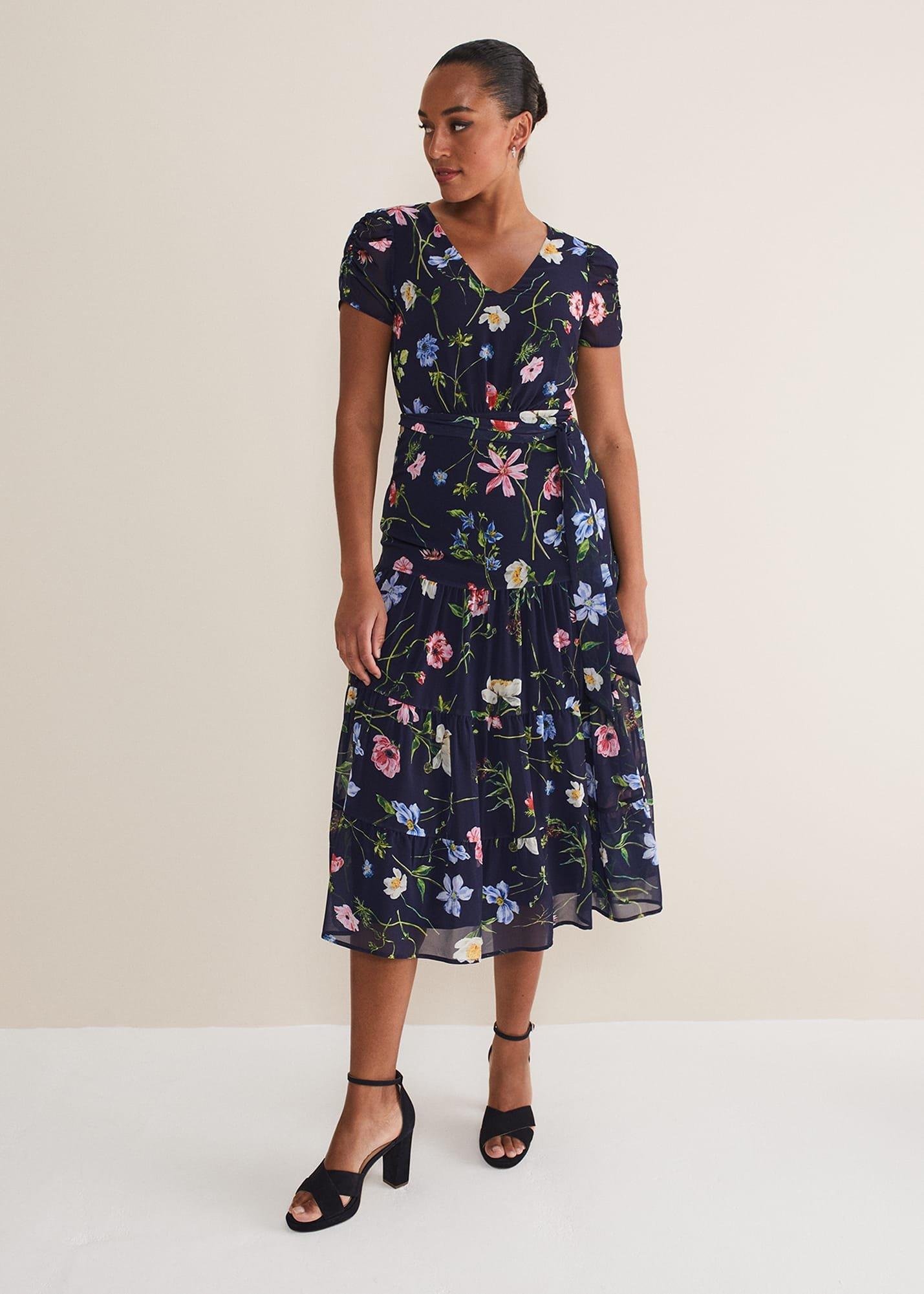 Lola Floral Tiered Midi Dress