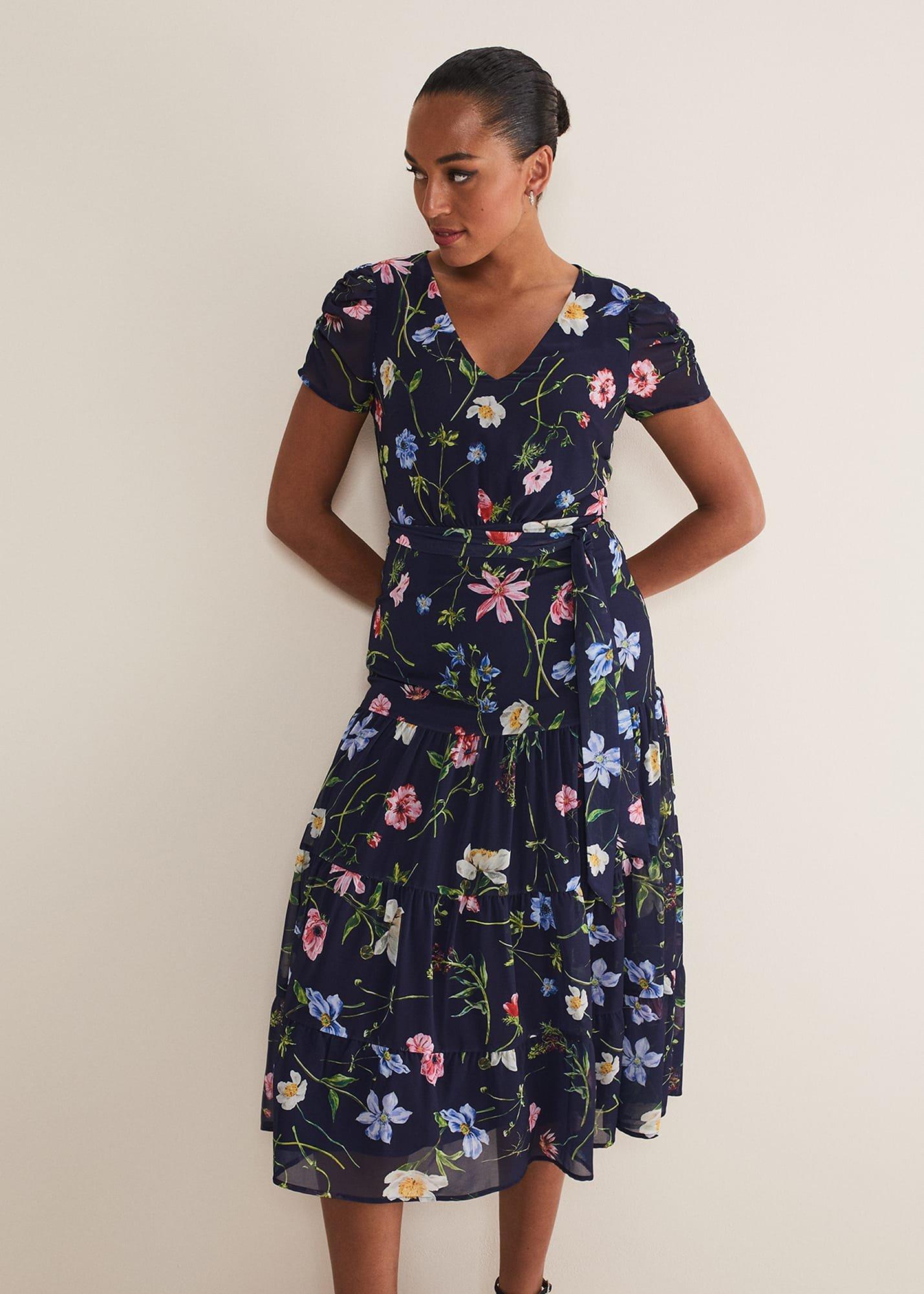 Lola Floral Tiered Midi Dress
