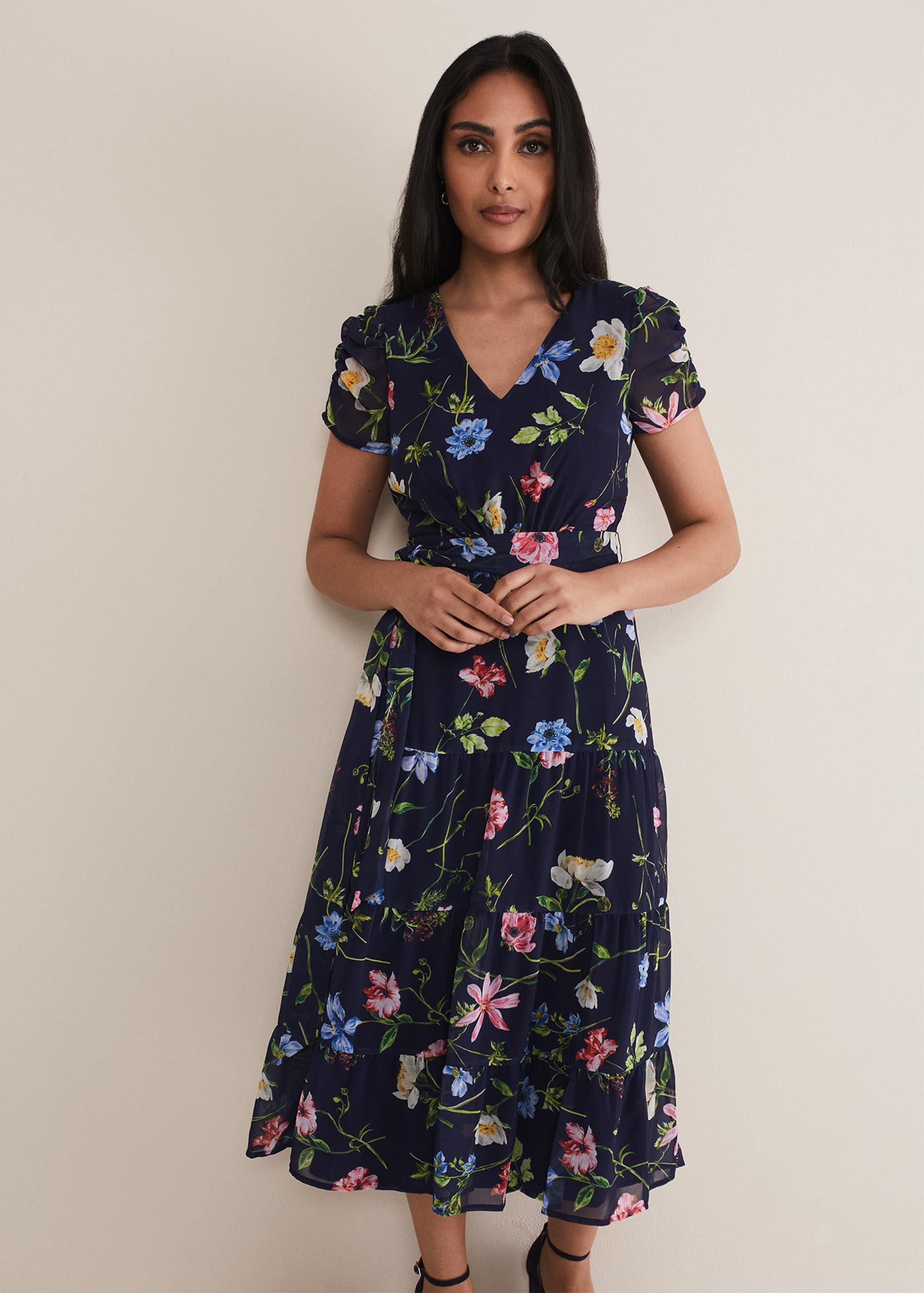 Petite Lola Floral Tiered Midi Dress