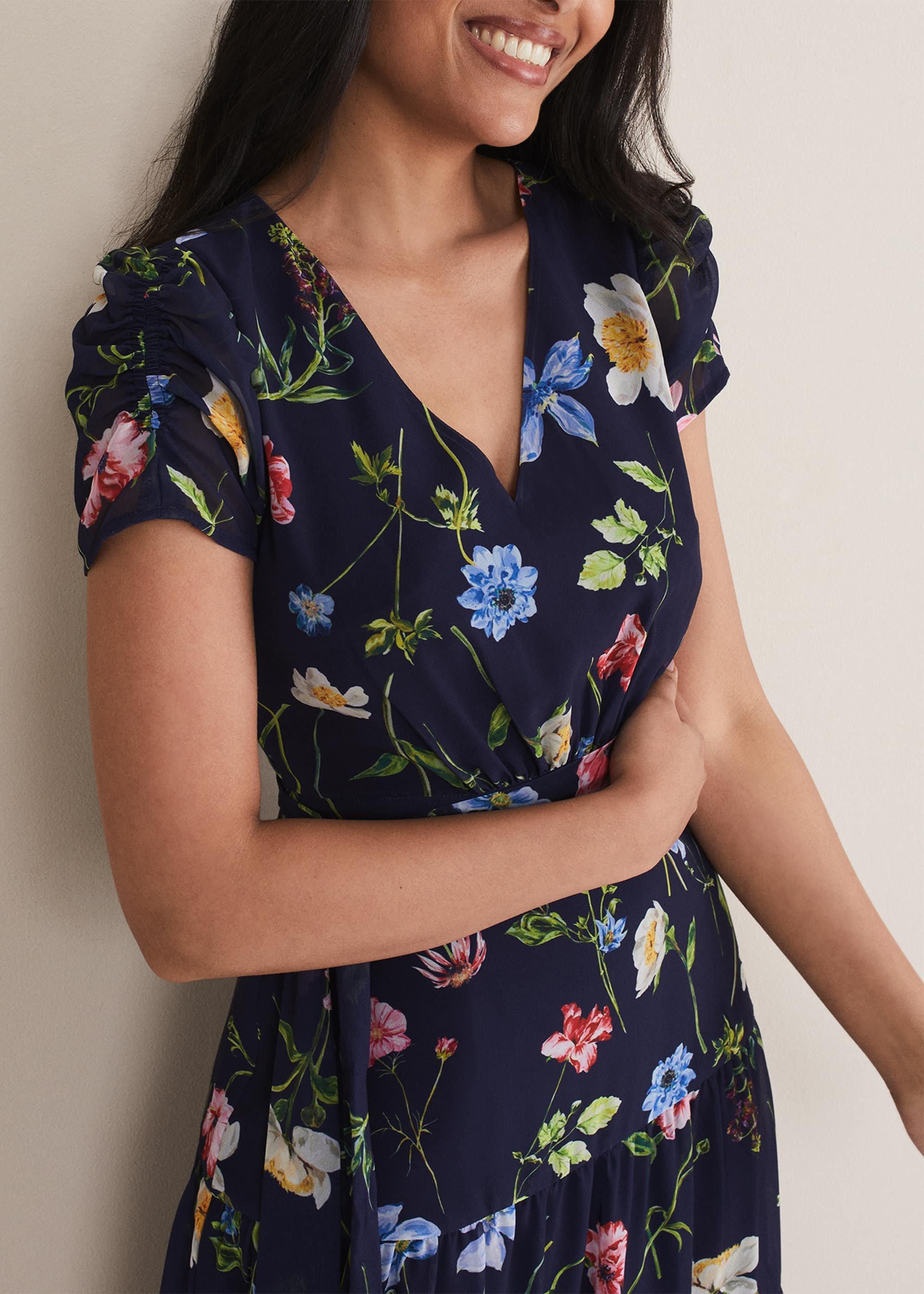 Petite Lola Floral Tiered Midi Dress