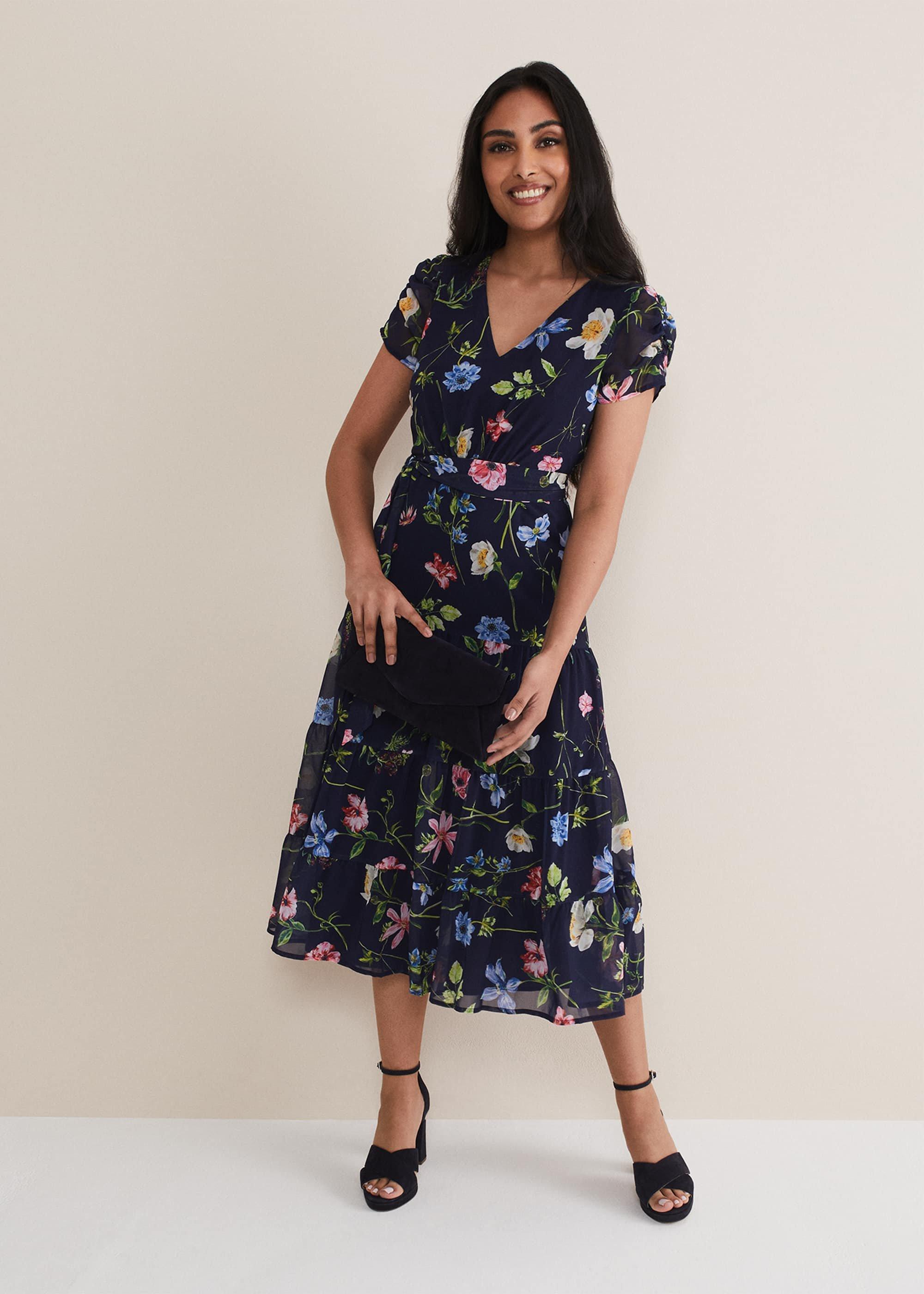 Petite Lola Floral Tiered Midi Dress