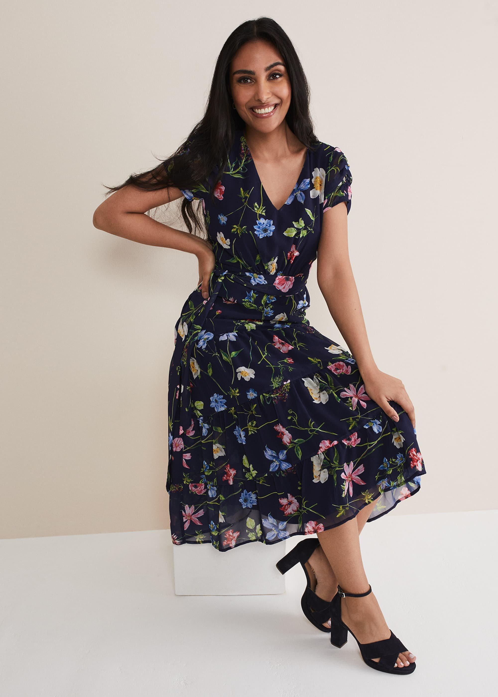 Petite Lola Floral Tiered Midi Dress