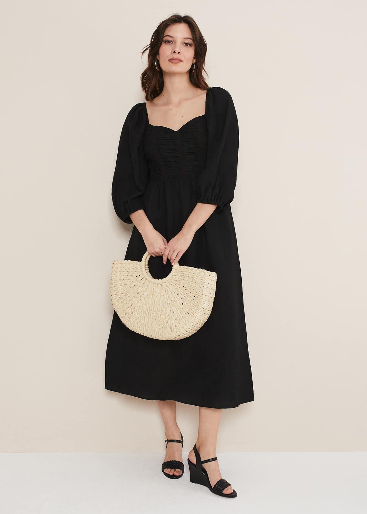 Shola Linen Ruched Bodice Dress
