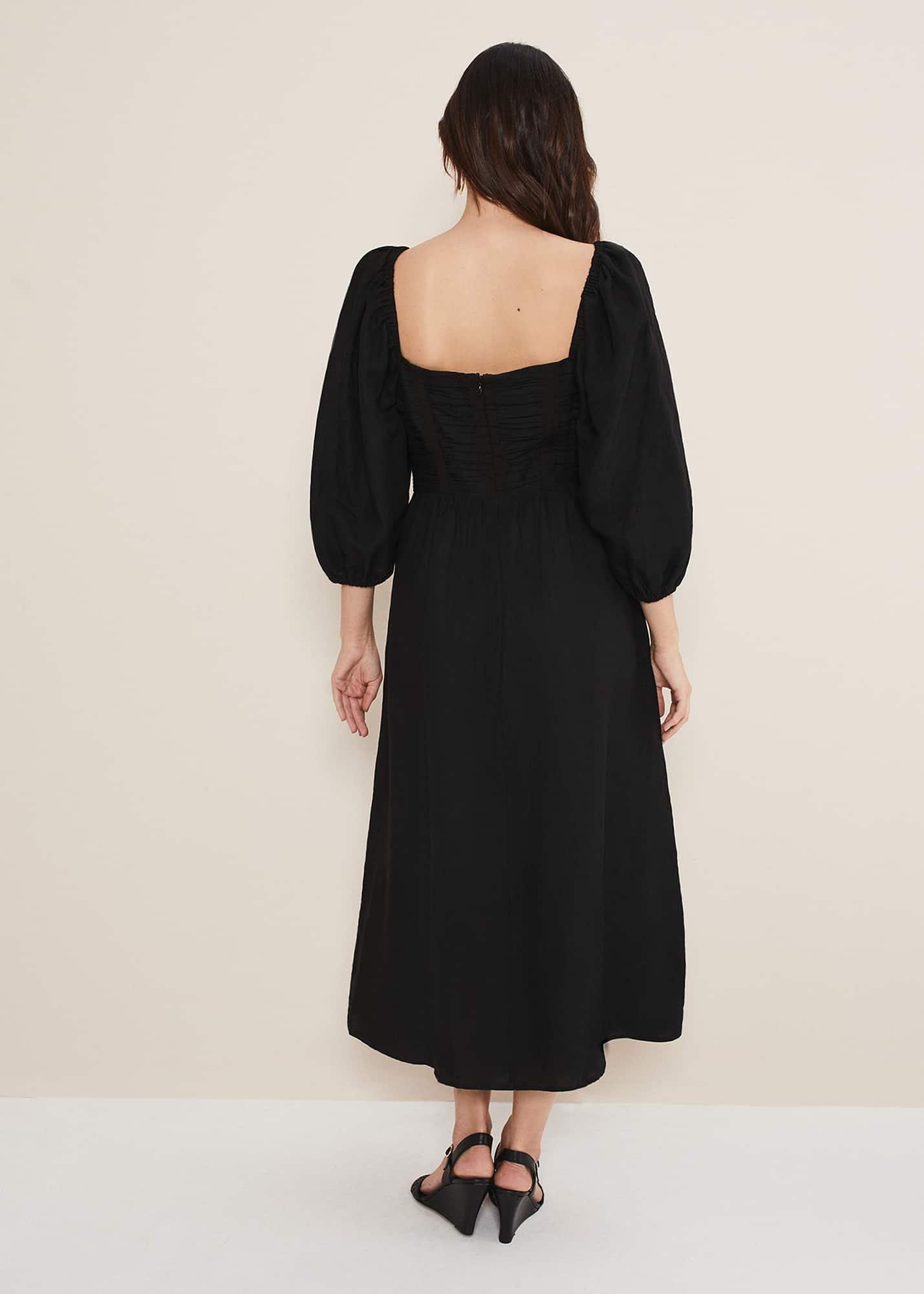 Shola Linen Ruched Bodice Dress