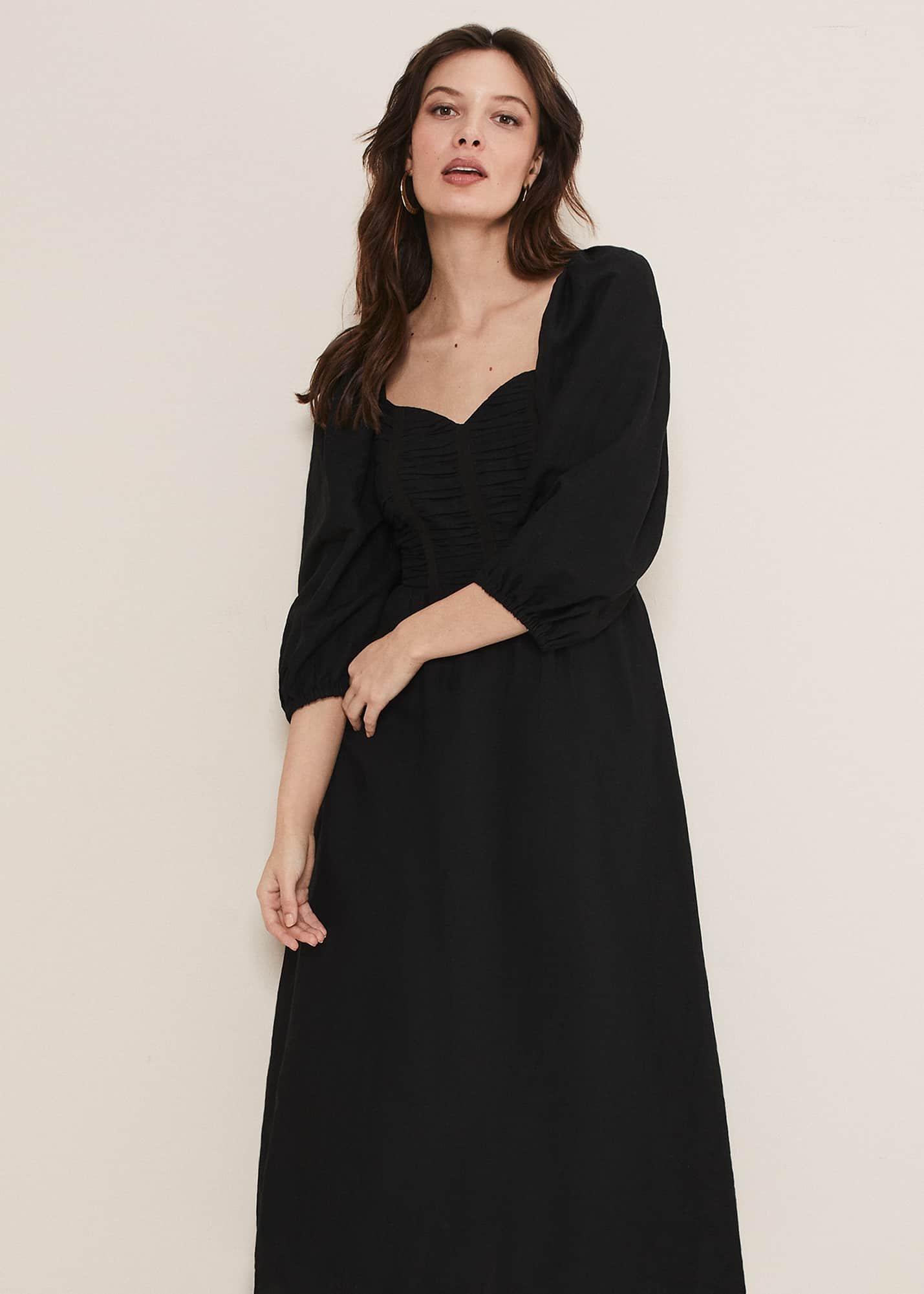 Shola Linen Ruched Bodice Dress