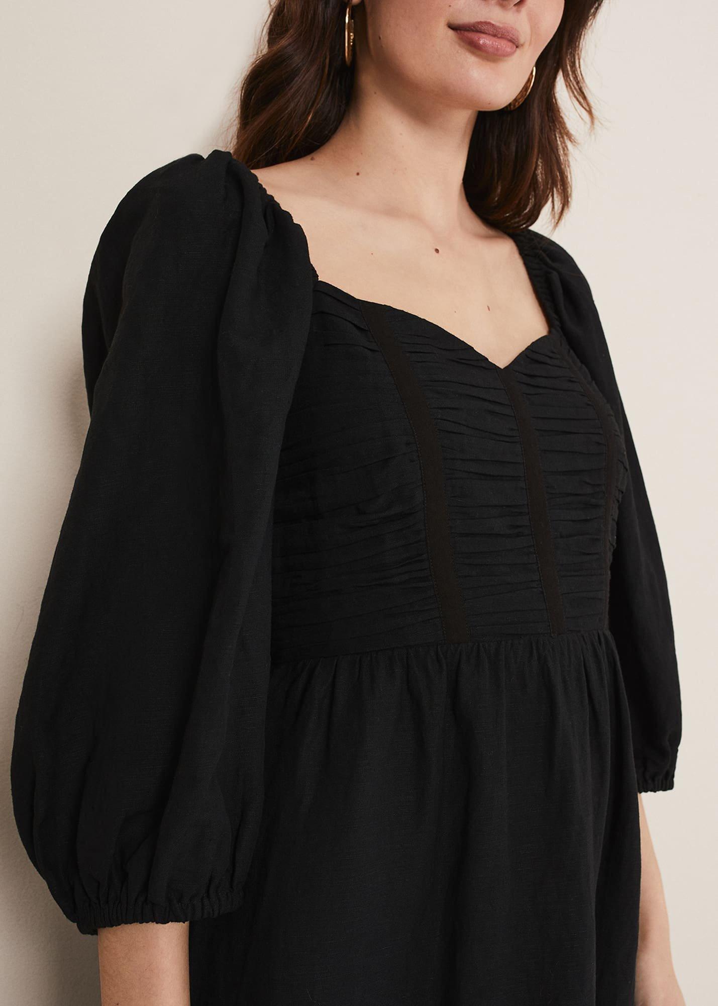 Shola Linen Ruched Bodice Dress