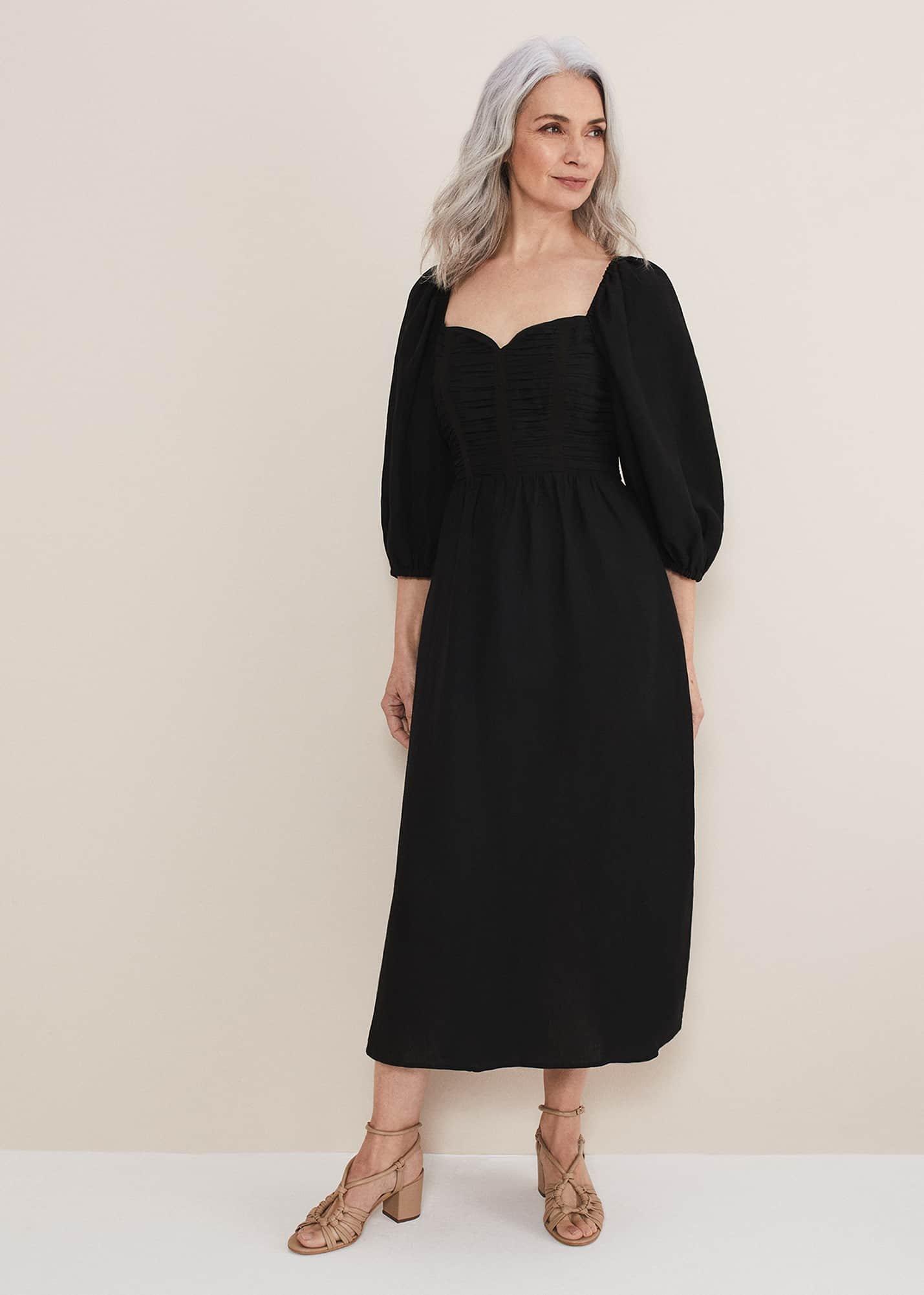 Shola Linen Ruched Bodice Dress