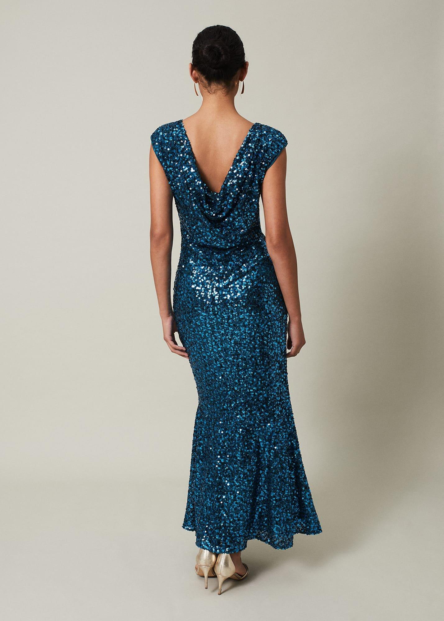 Haven Blue Sequin Maxi Dress