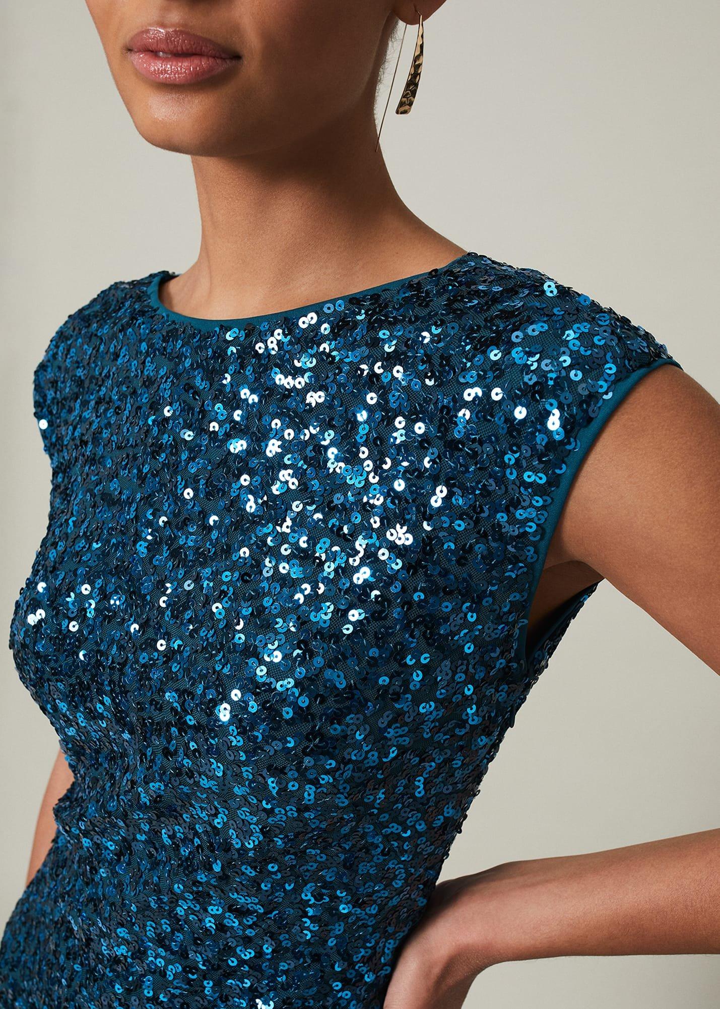 Haven Blue Sequin Maxi Dress