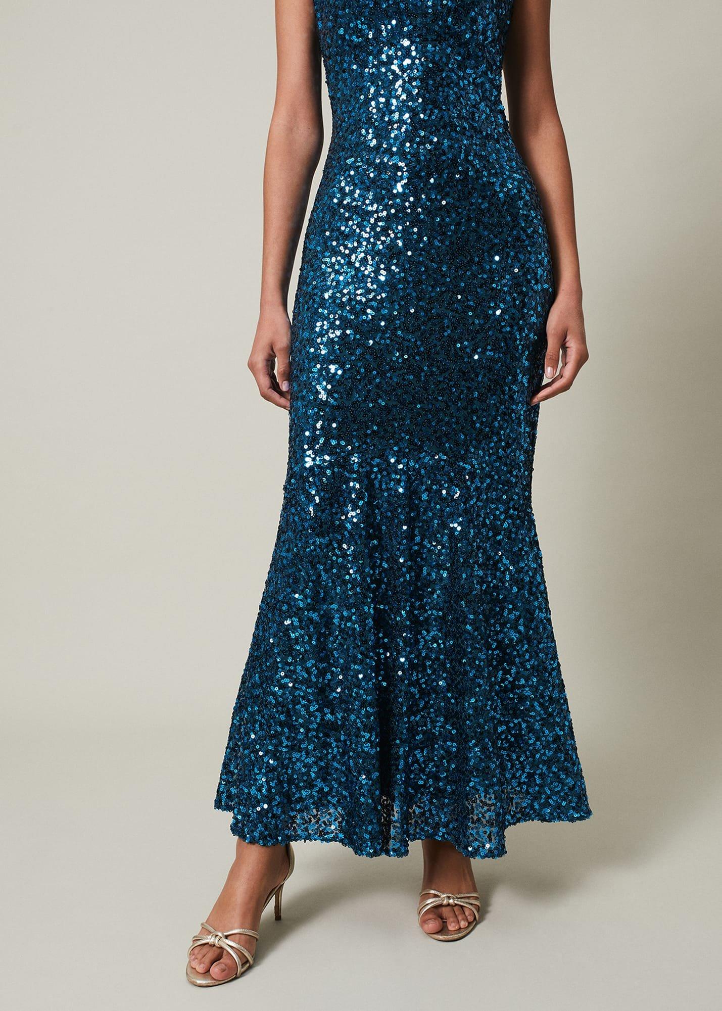 Haven Blue Sequin Maxi Dress