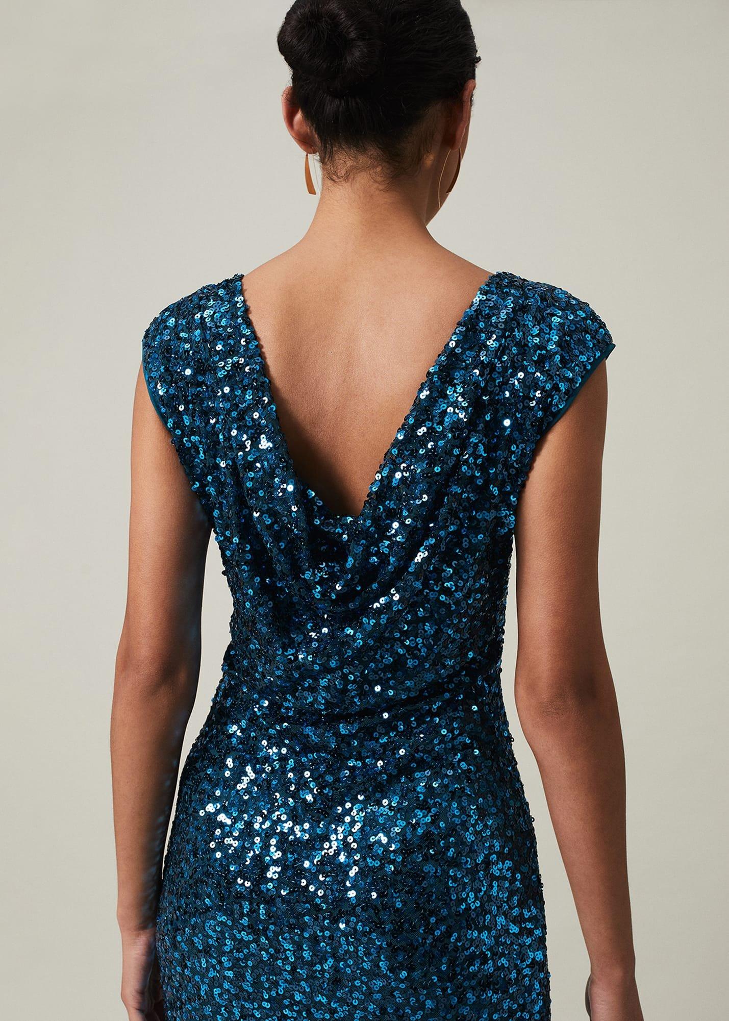 Haven Blue Sequin Maxi Dress