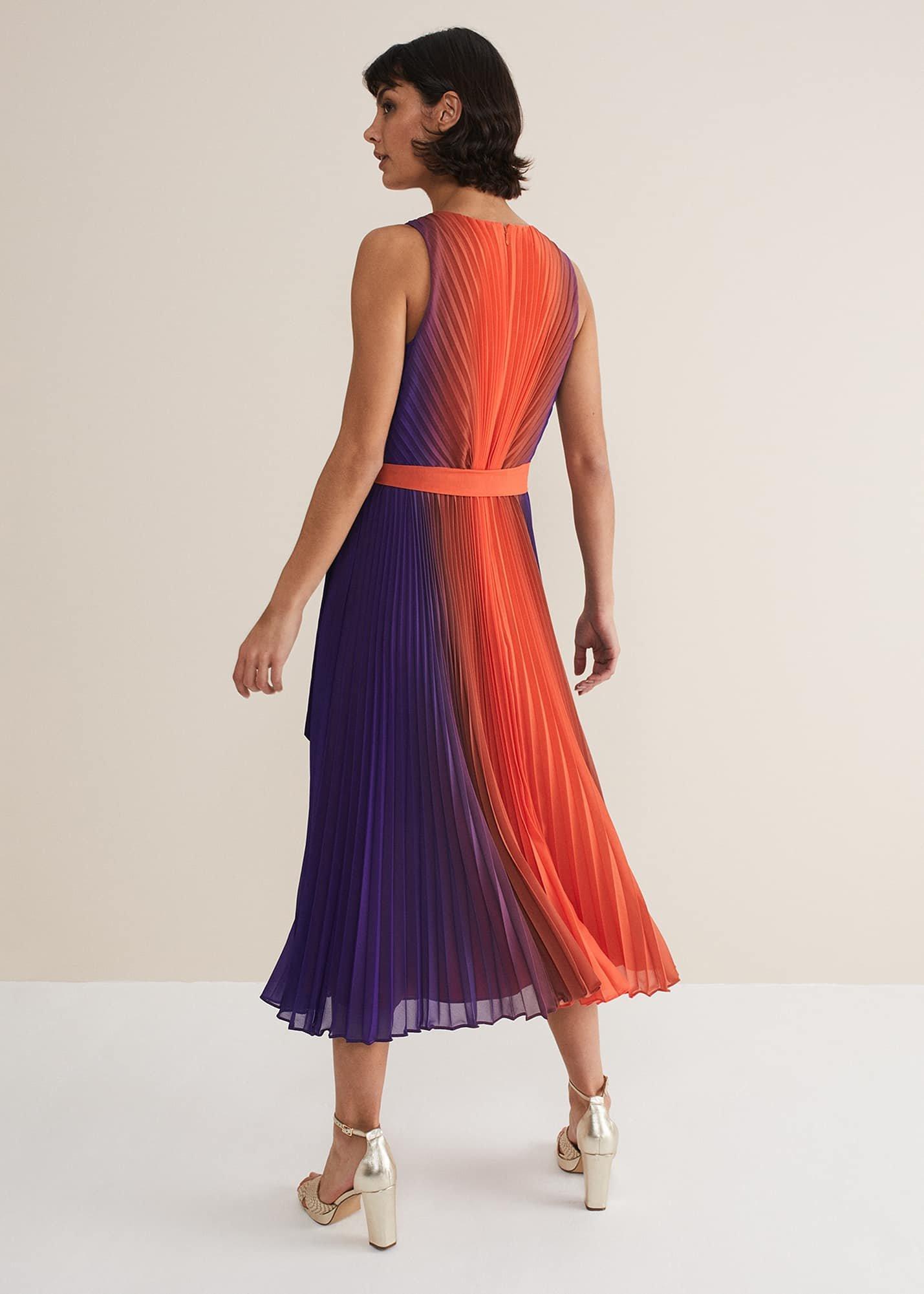 Simara Plissiertes Ombr&eacute;-Midikleid
