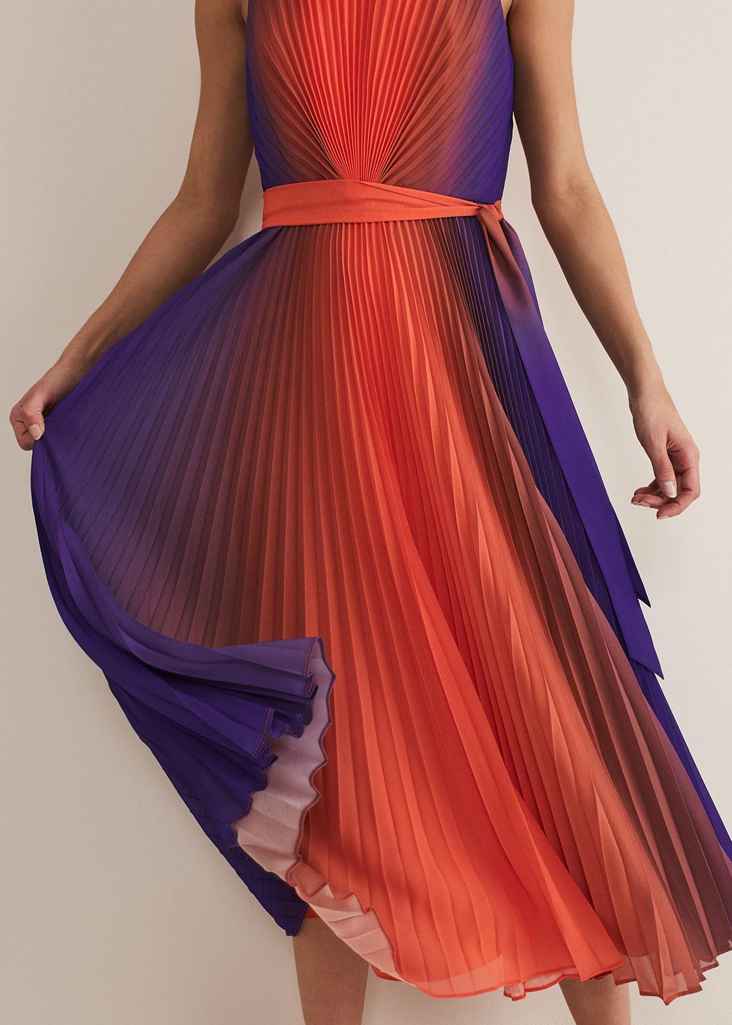 Simara Ombre Pleated Midi Dress