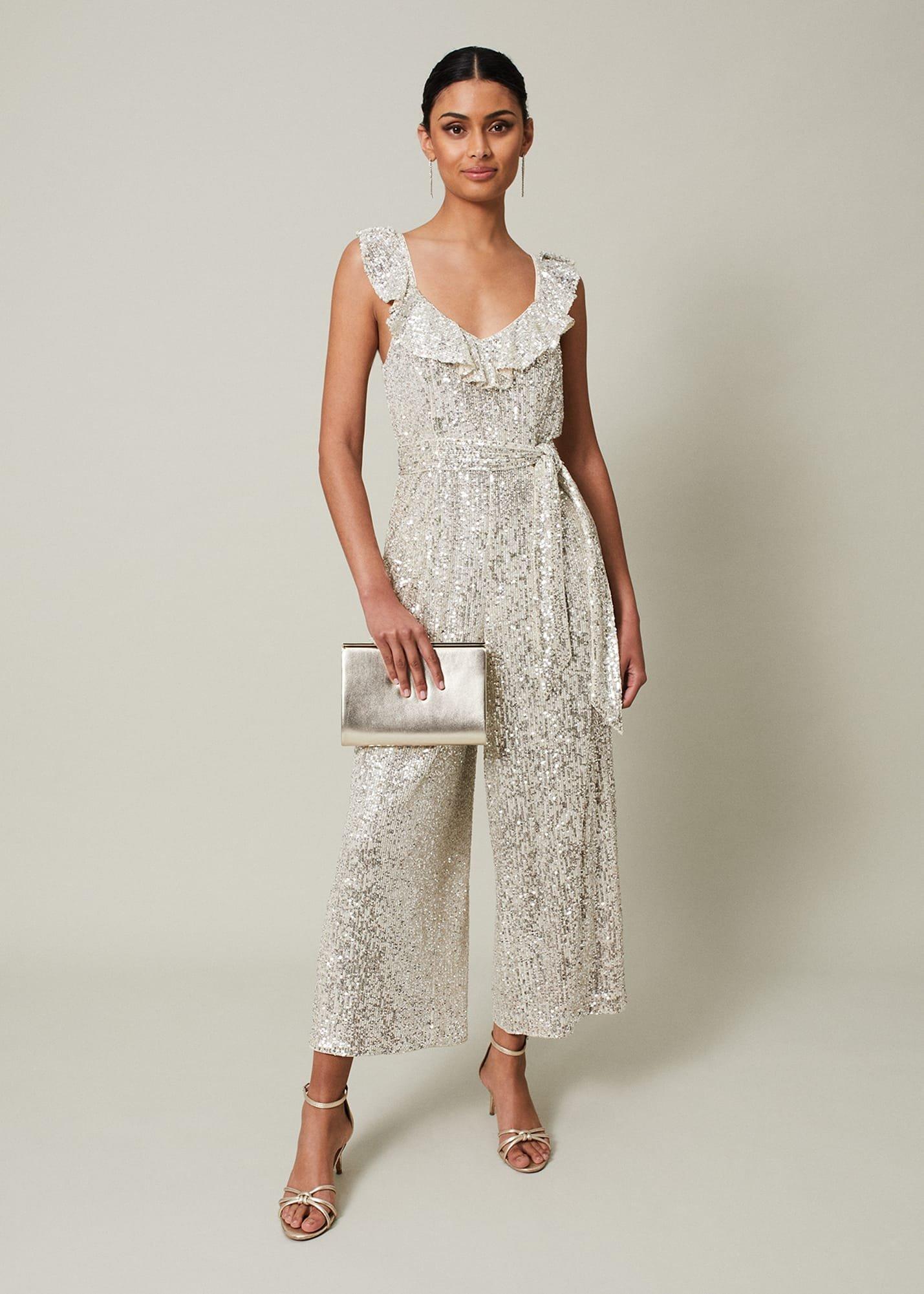 Tazanna Sequin Wide Leg Jumpsuit