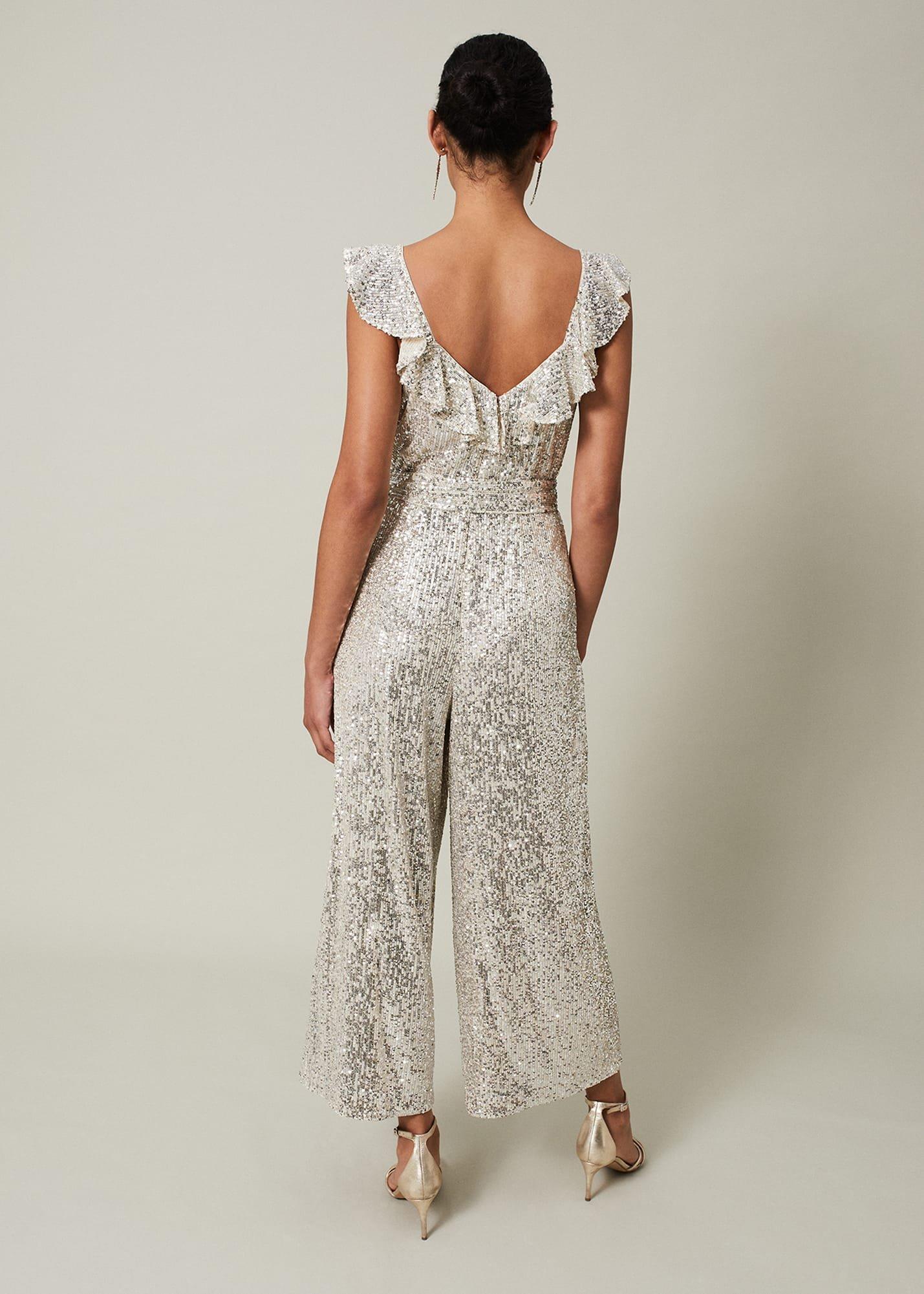 Tazanna Sequin Wide Leg Jumpsuit