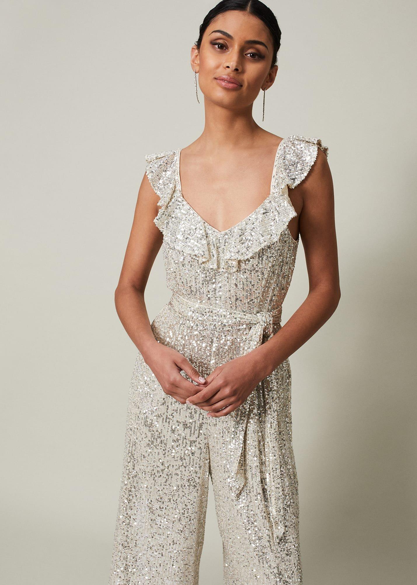 Tazanna Sequin Wide Leg Jumpsuit