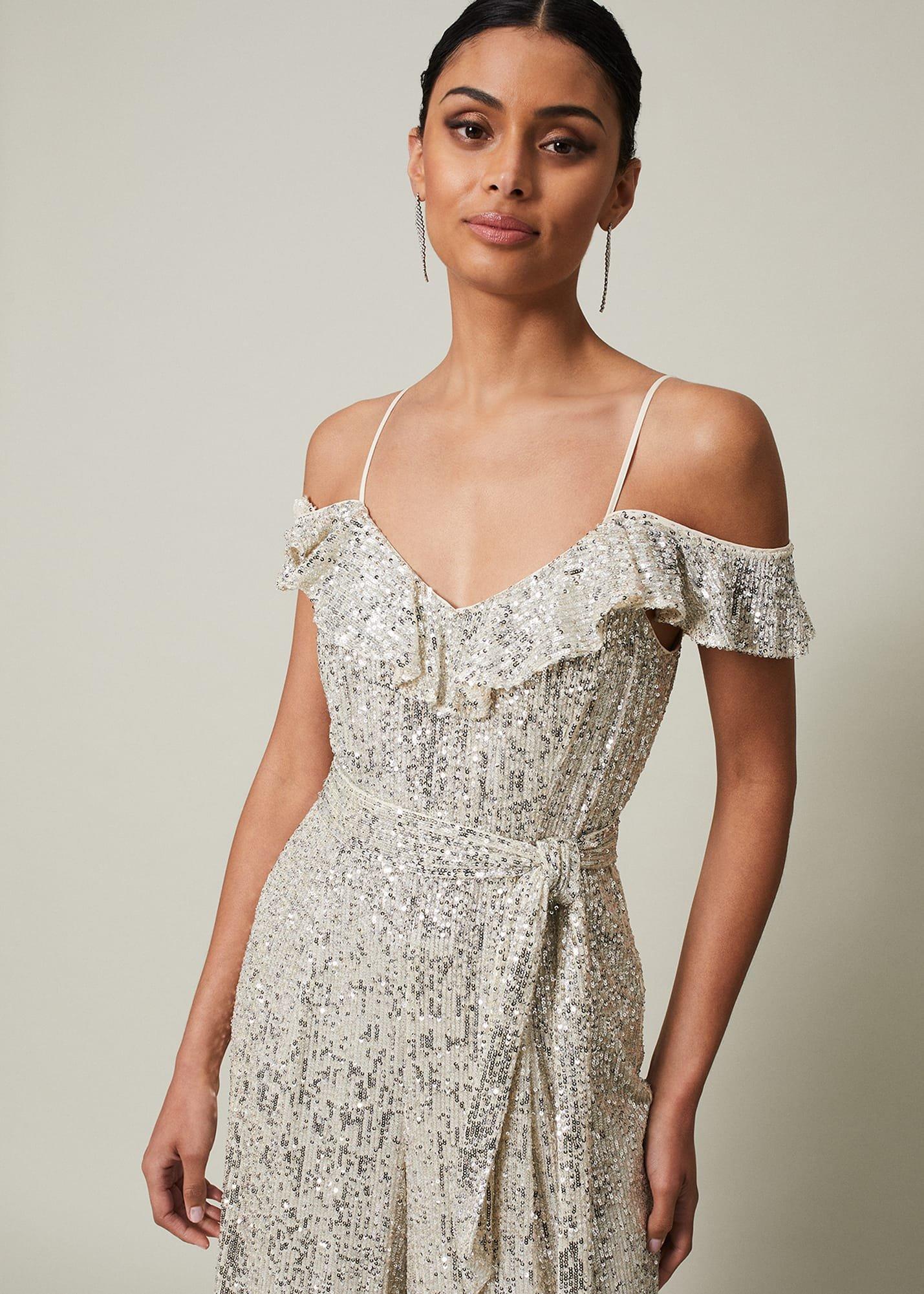 Tazanna Sequin Wide Leg Jumpsuit