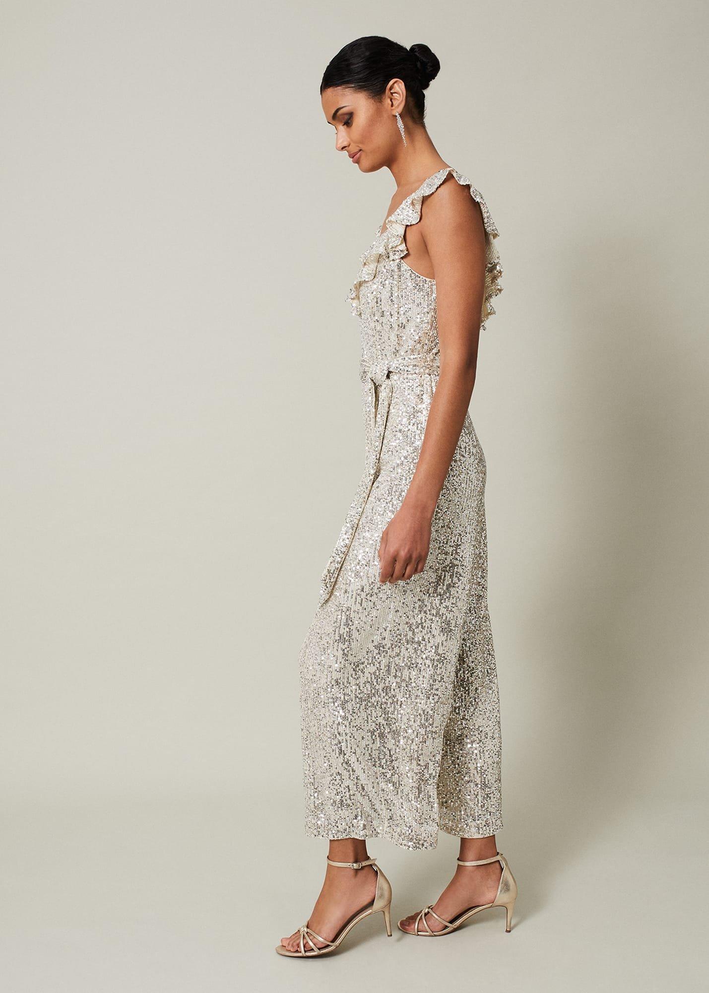 Tazanna Sequin Wide Leg Jumpsuit