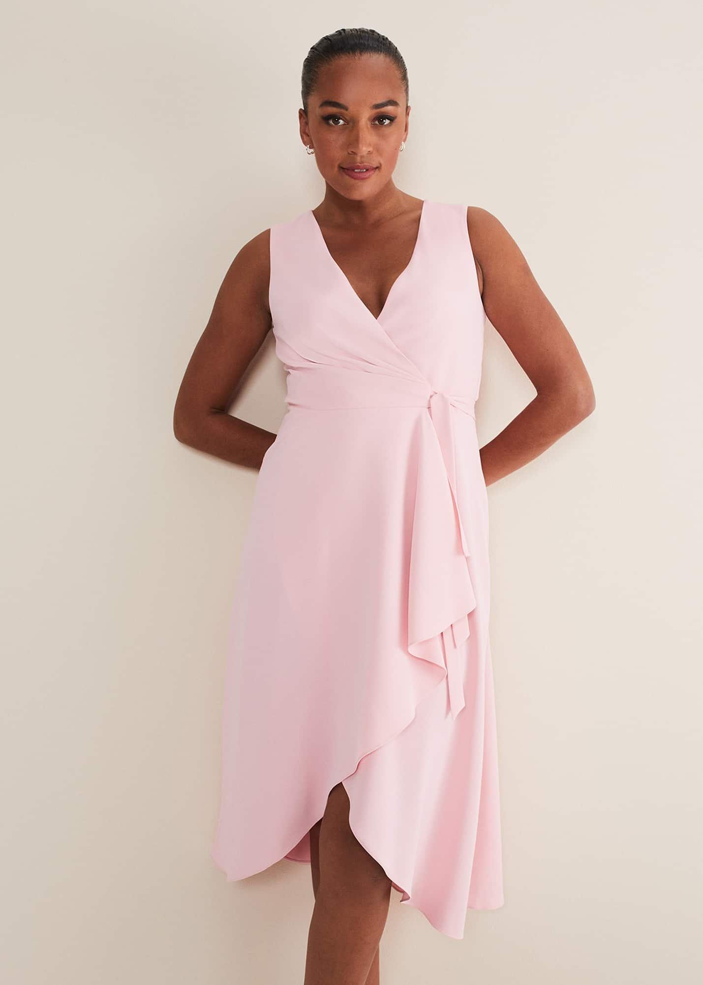 Julissa Sleeveless Ruffle Wrap Midi Dress