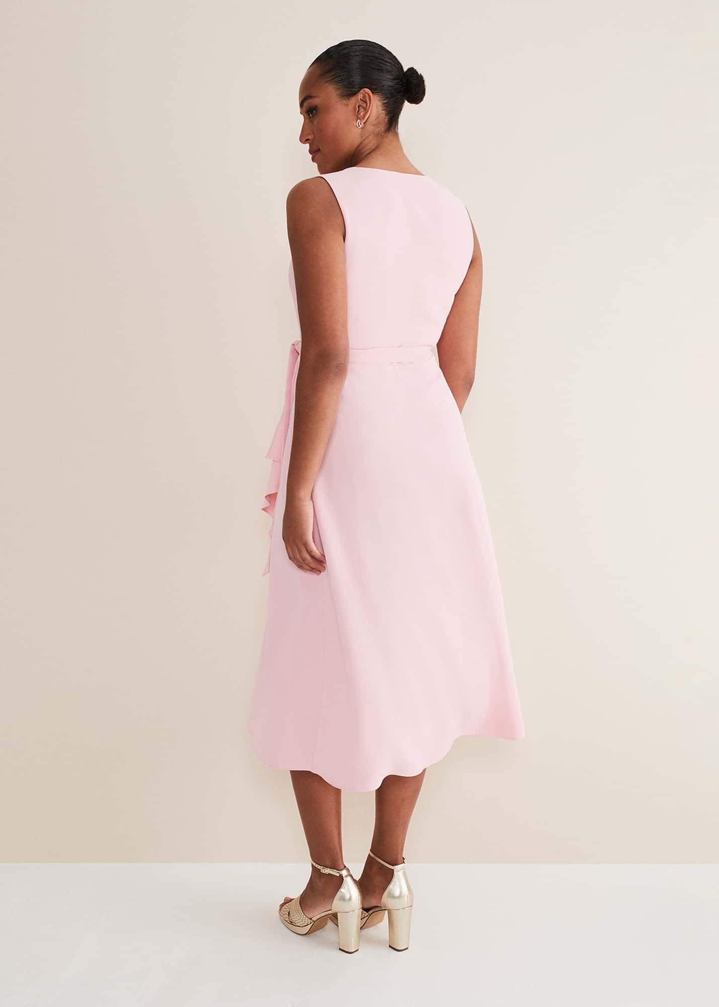 Julissa Sleeveless Ruffle Wrap Midi Dress