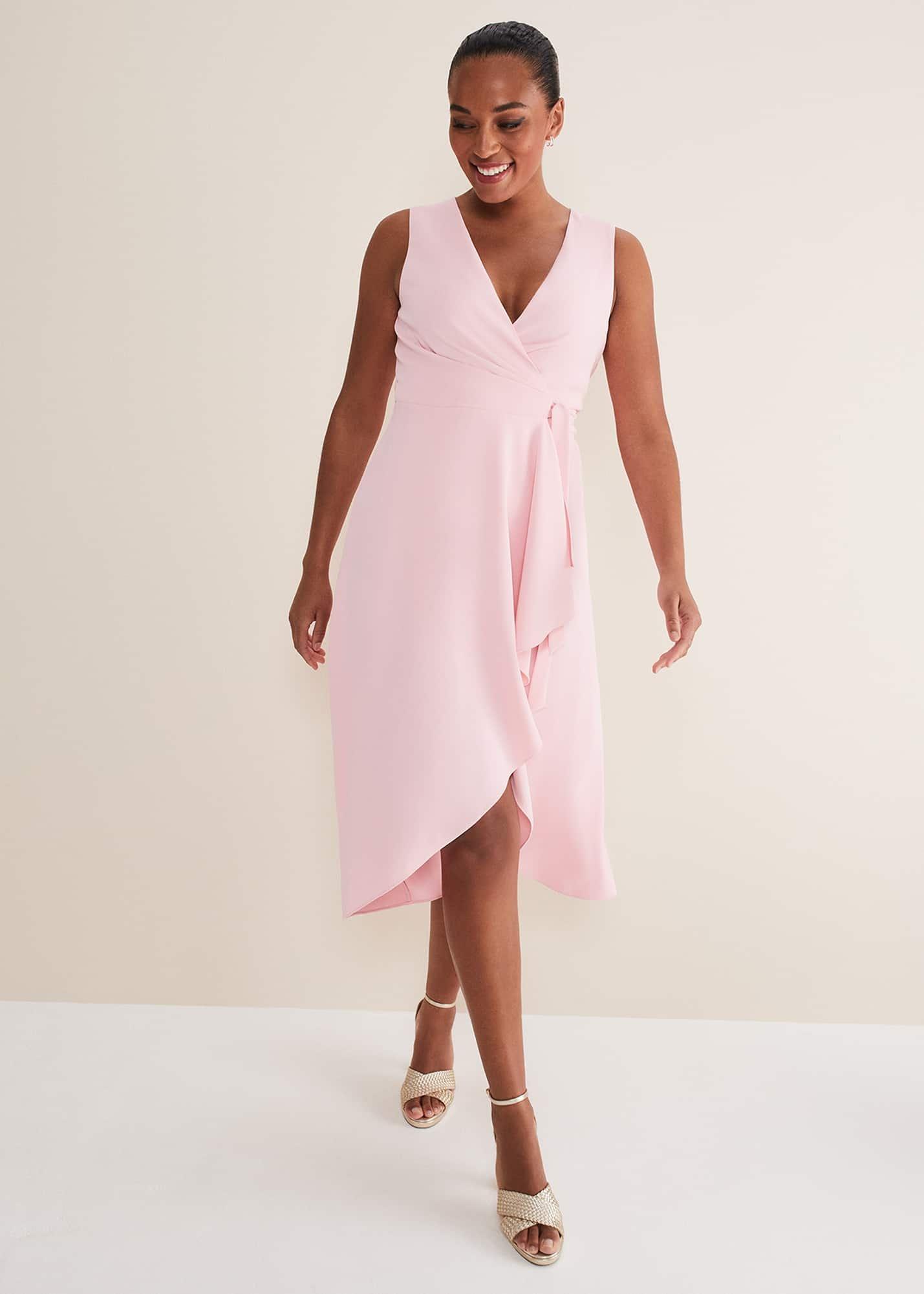 Julissa Sleeveless Ruffle Wrap Midi Dress