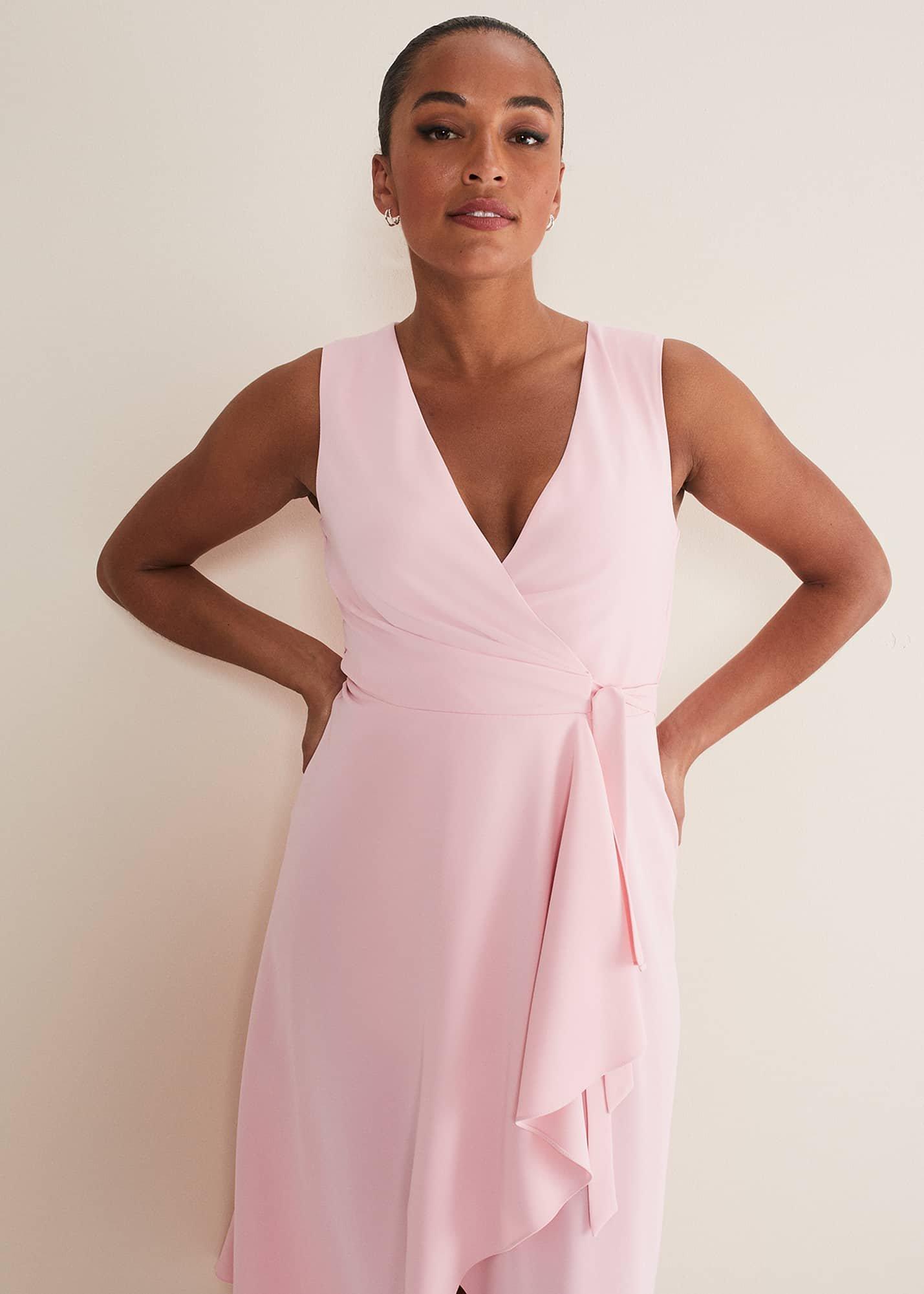 Julissa Sleeveless Ruffle Wrap Midi Dress