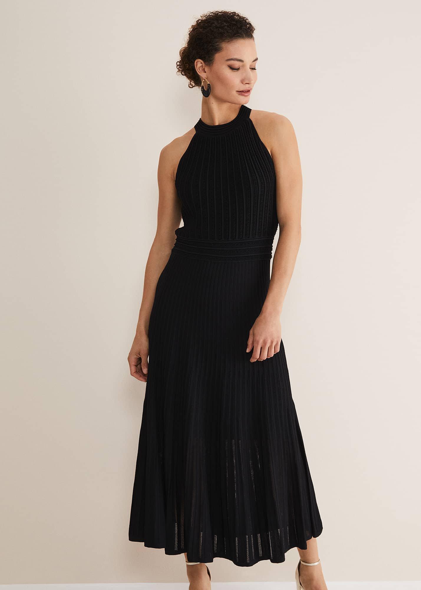 Athena Halter Neck Pointelle Dress