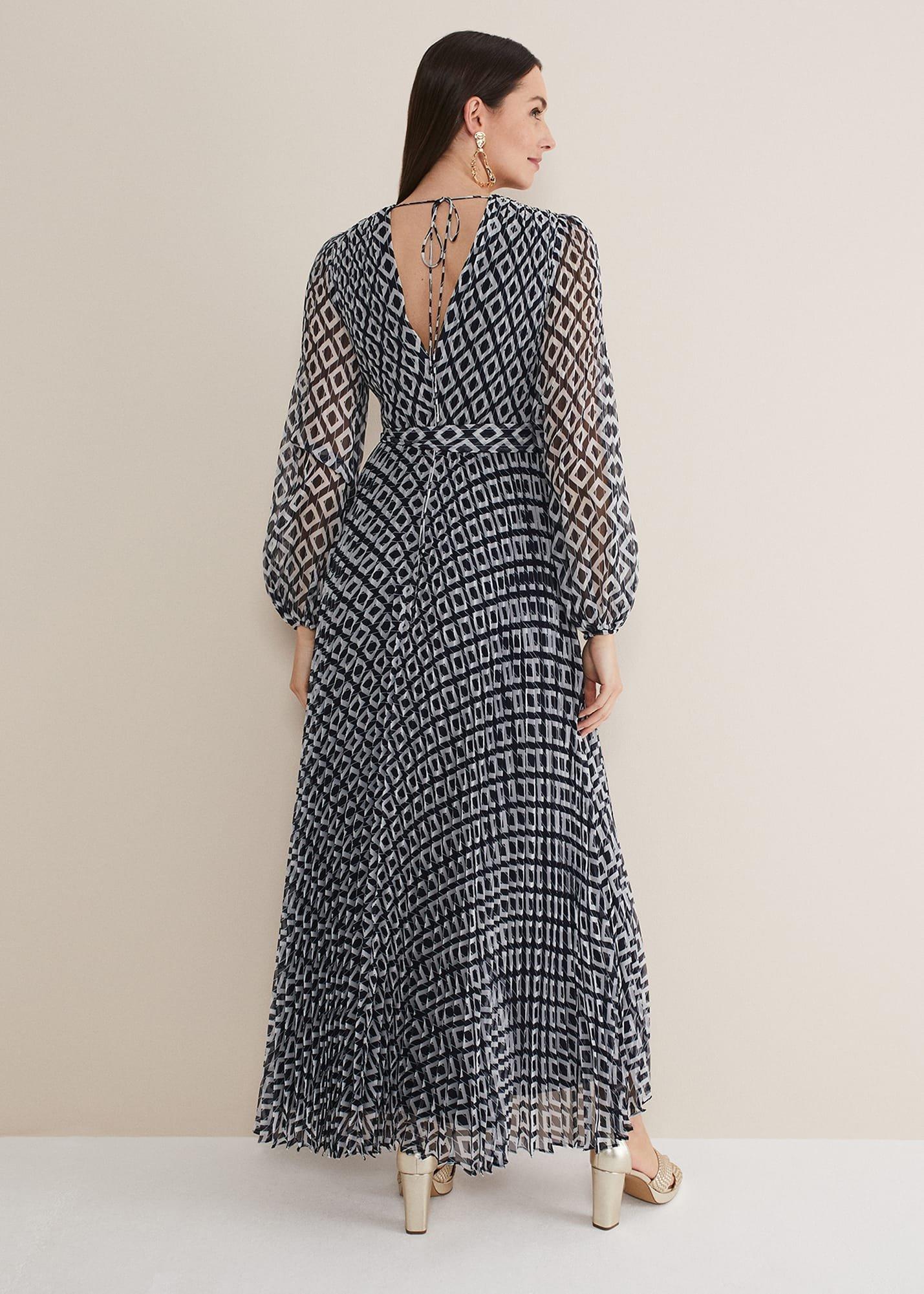 Roxanna Pleated Diamond Maxi Dress
