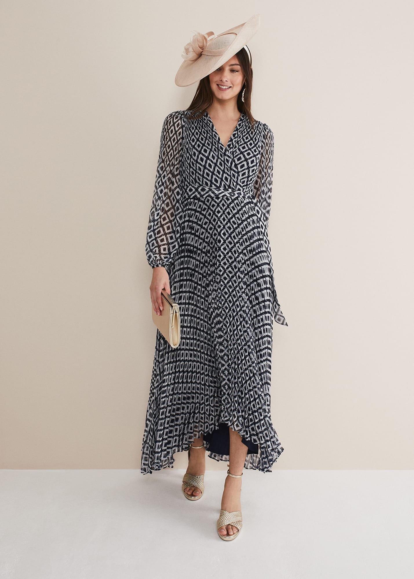 Roxanna Pleated Diamond Maxi Dress
